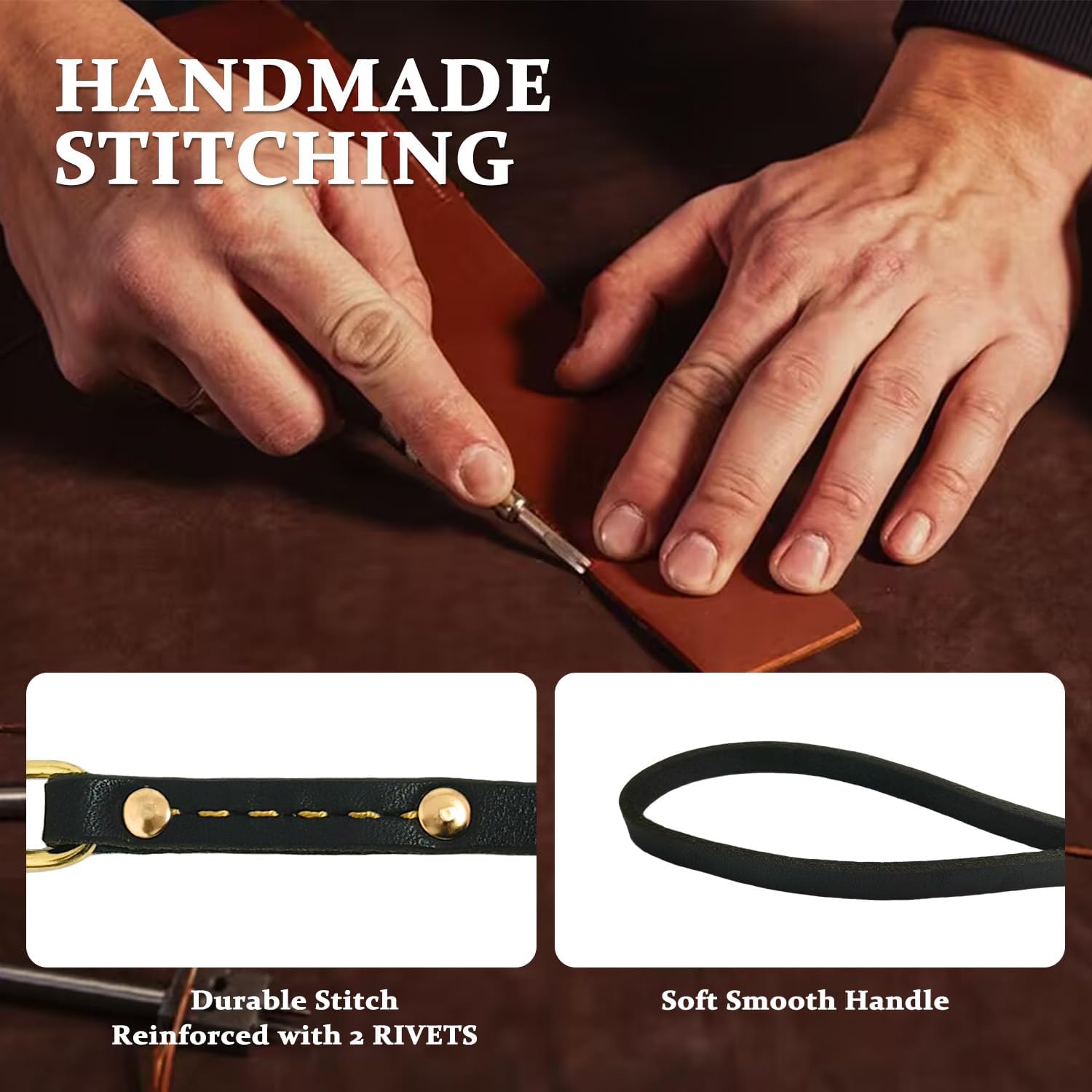 Heavy Duty Leather Dog Leash 6 Ft X 3/4 Inch, Genuine Leather Dog Training Leash, Soft And Strong Leashes For Medium And Large D