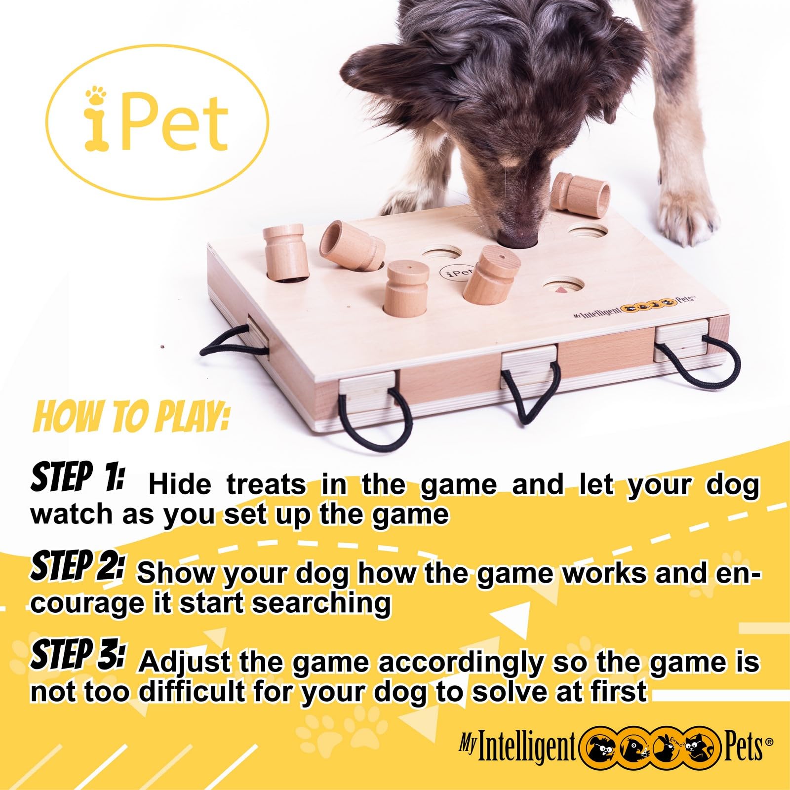 My Intelligent Dogs iPET-Smart Dog - Interactive Wooden Puzzle Toy, Fun and Challenging Brain Game for Smart Dogs, Mental Stimul