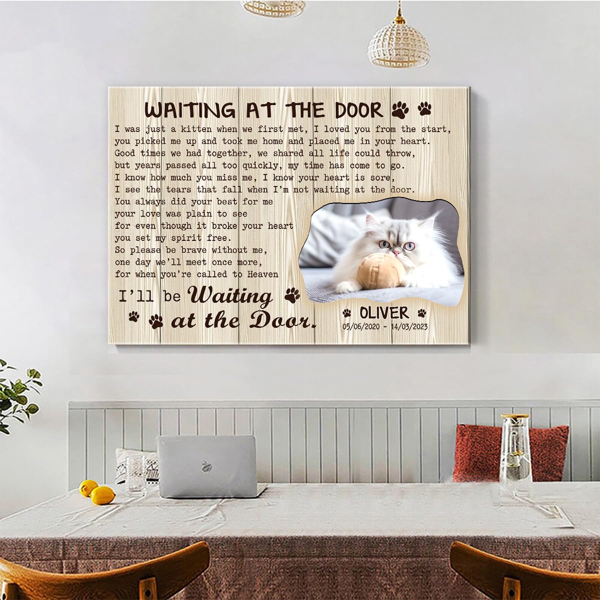 C80812 Funny Cat Memorial Gifts - Personalized Canvas Wall Art Decor With Sayings For Cat Lovers - Custom Size Landscapes