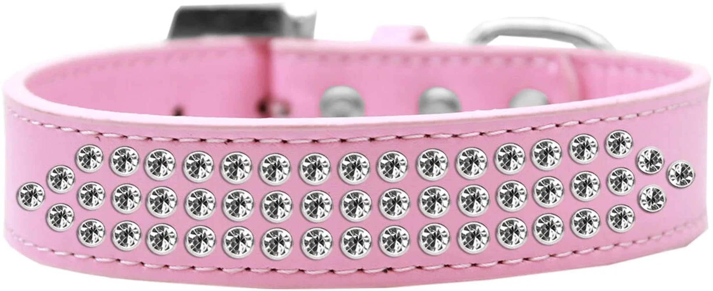 Dog, Puppy & Pet Fashion Collar, Three Row Clear Crystal Rimsets Red 18