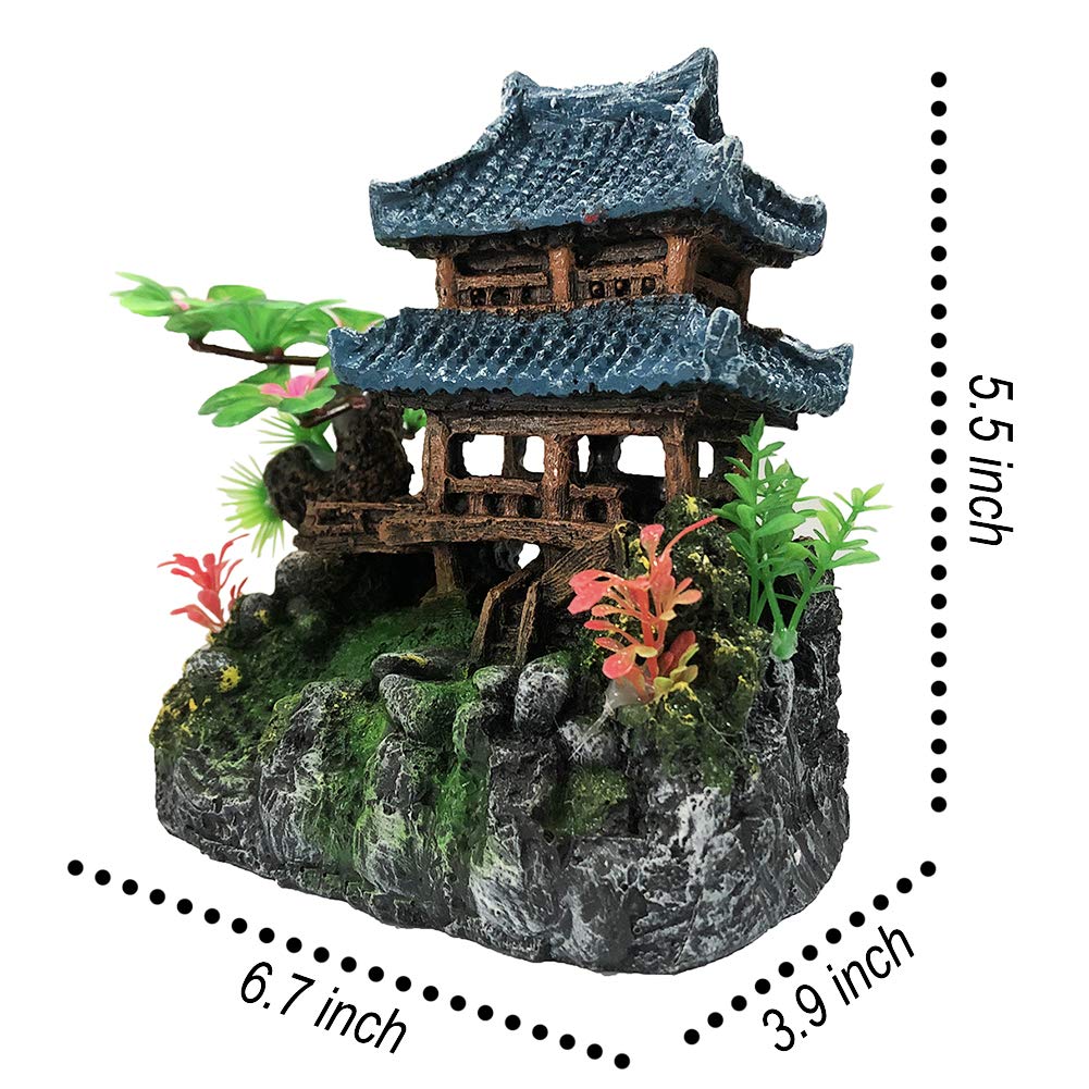 Slocme Aquarium Classical Resin Castle Decorations - Fish Tank Realistic Details Castle,Fish Tank Green Leaf Castle Aquarium Acc
