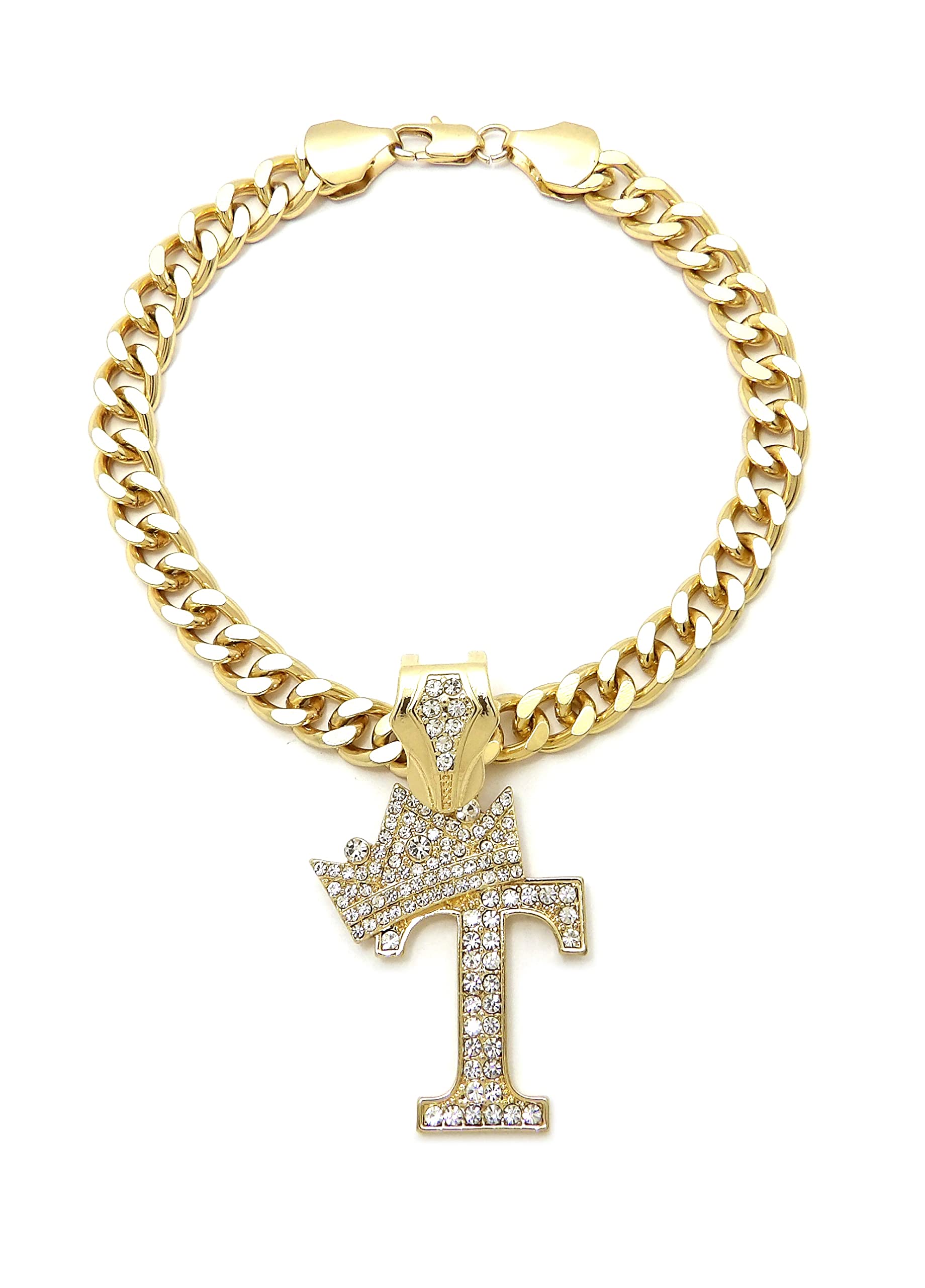 Initial Letter Cuban Chain Dog Chain Pet Chain Pet, Cat, Puppy Necklace (T, 16'')