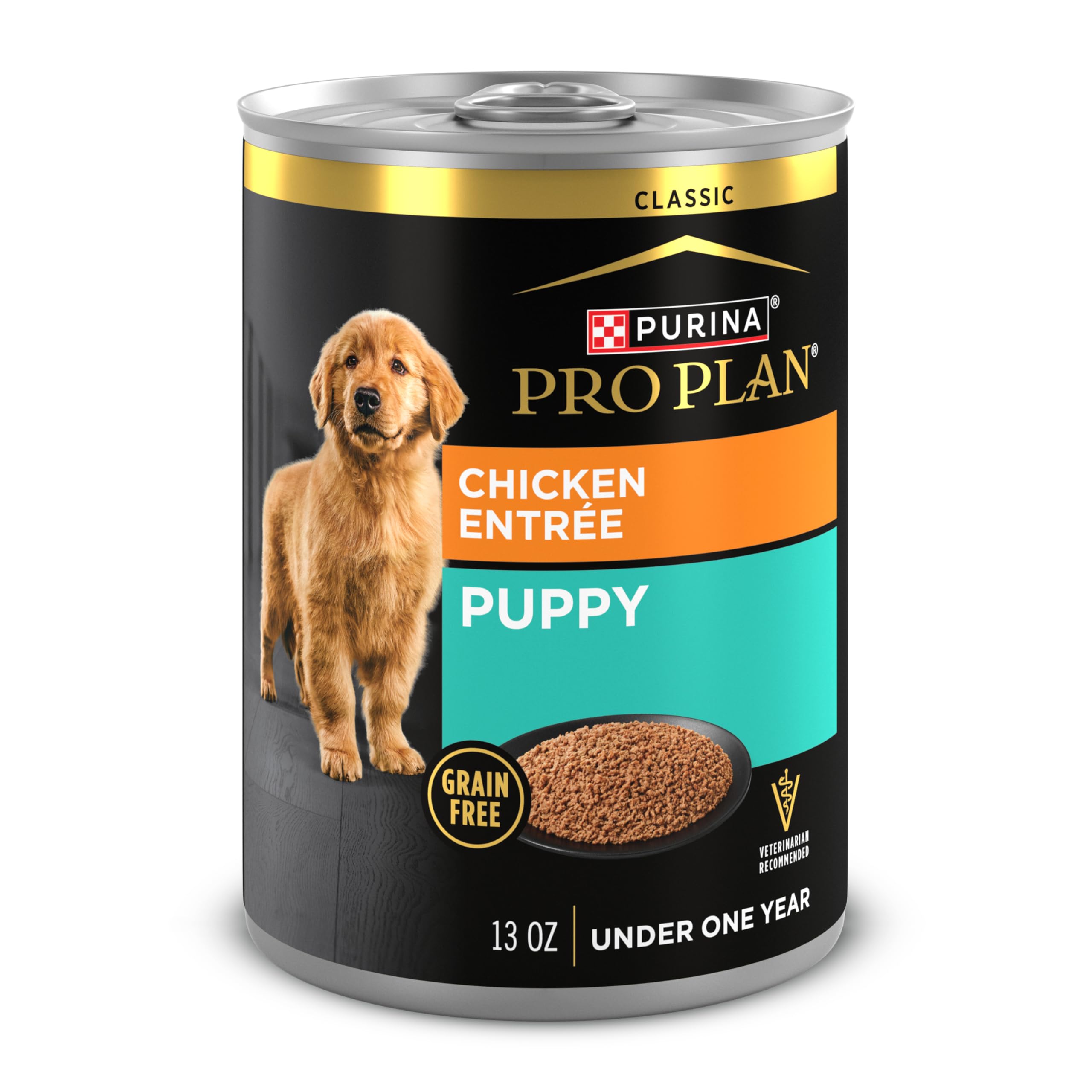 Purina Pro Plan Grain Free, High Protein Wet Puppy Food, FOCUS Classic Chicken Entree - (12) 13 oz. Cans