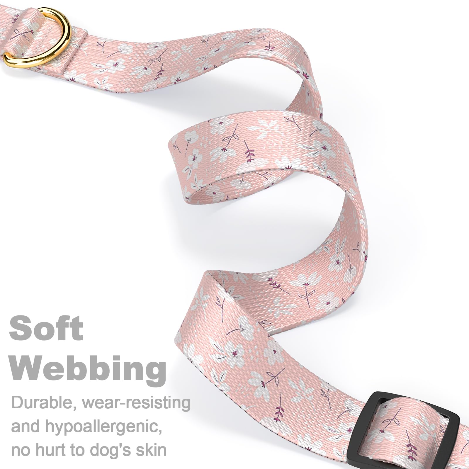 Rnivvi Dog Collar For Small Dogs, Cute Floral Heavy Duty Adjustable Puppy Collar With Quick Release Buckle For Girl & Female, Pe