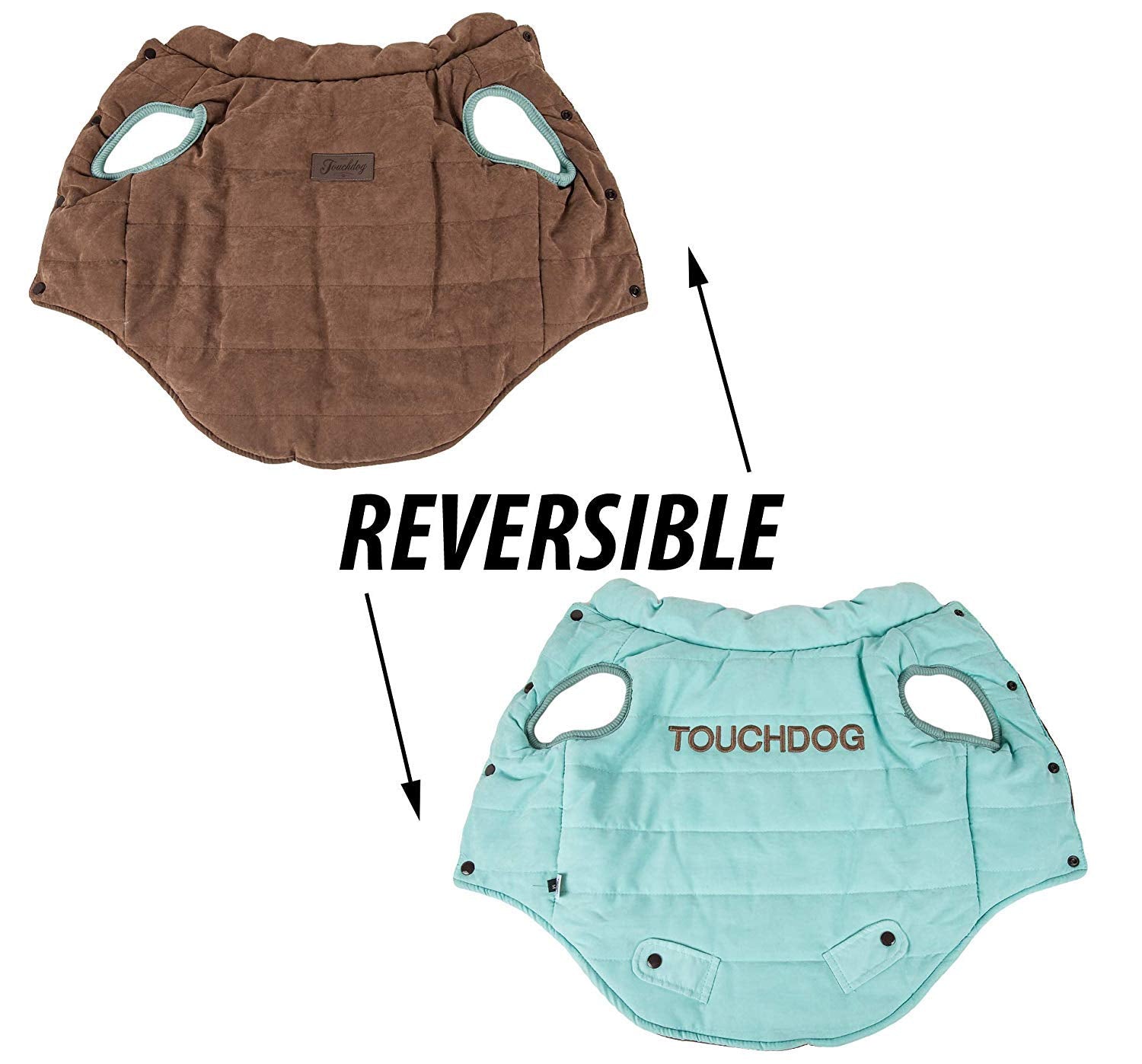 TOUCHDOG Waggin Swag Fashion Designer Reversible 3M Insulated Pet Dog Coat Jacket, X-Large, Blue / Brown