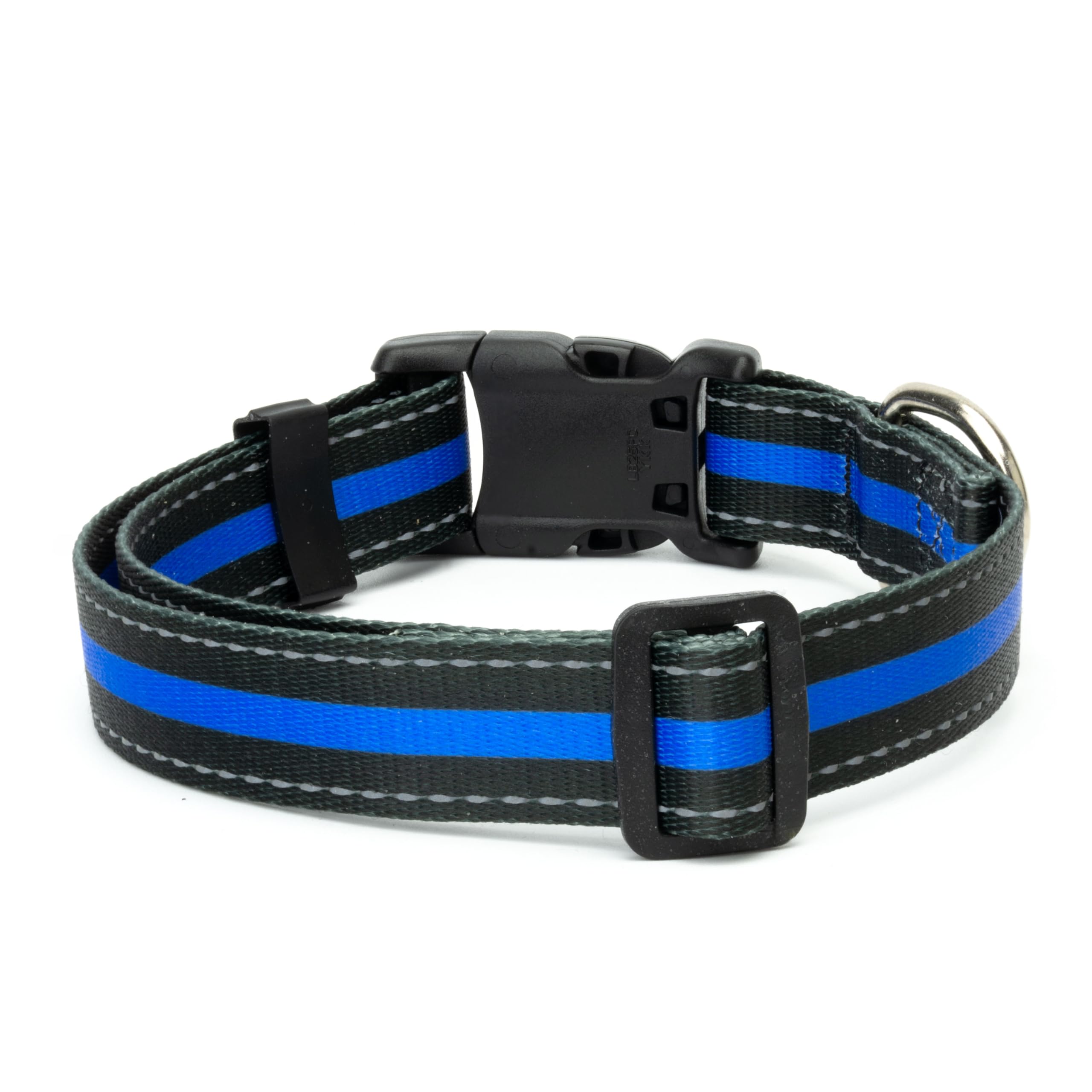 Country Brook Petz - Deluxe Thin Blue Line Reflective Dog Collar - Collection Featuring Night Safe Designs (1 Inch, Medium)