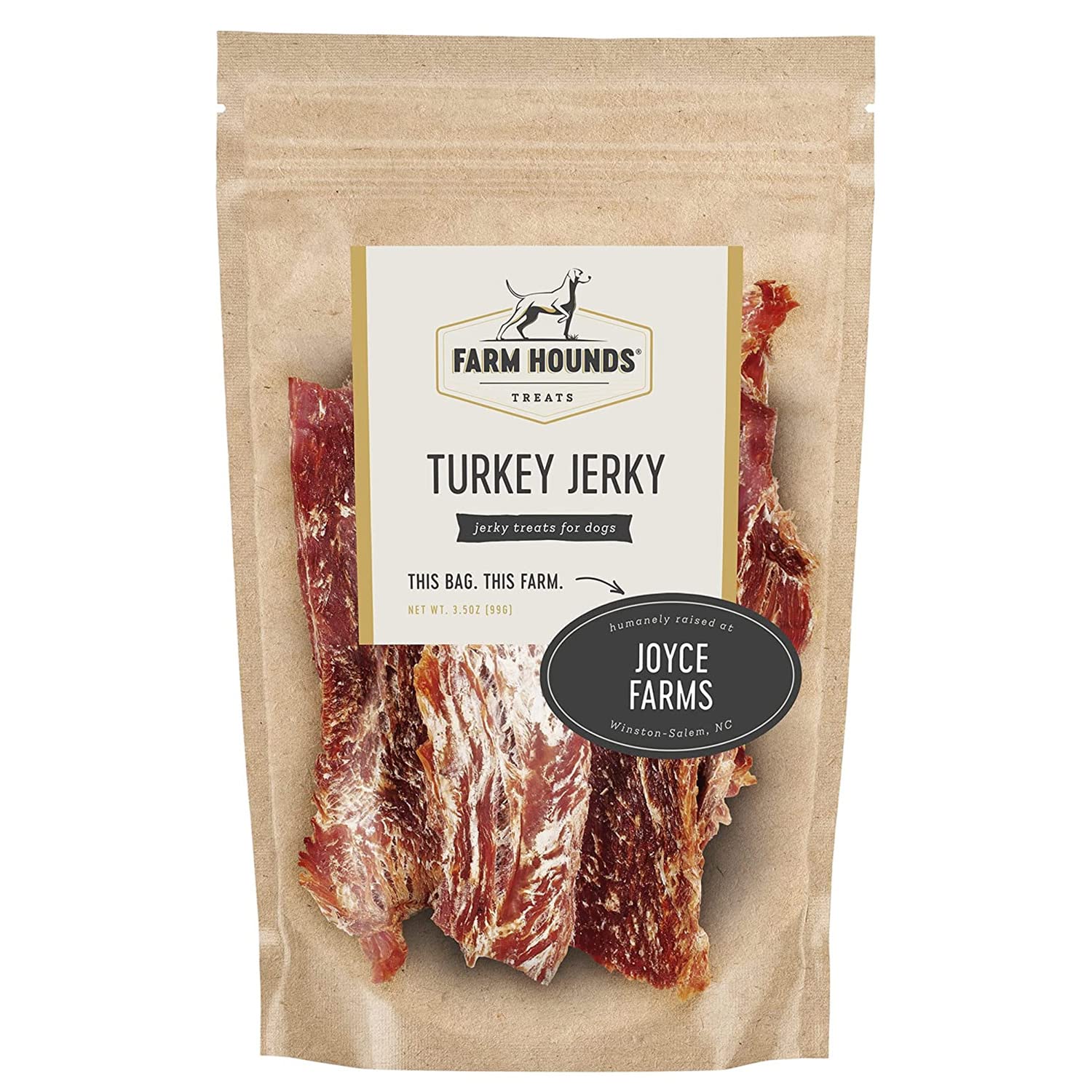Farm Hounds - Turkey Jerky - Premium Natural Jerky for Dogs - 100% Humanely Raised Turkey - Break-to-Size - Great for Training &