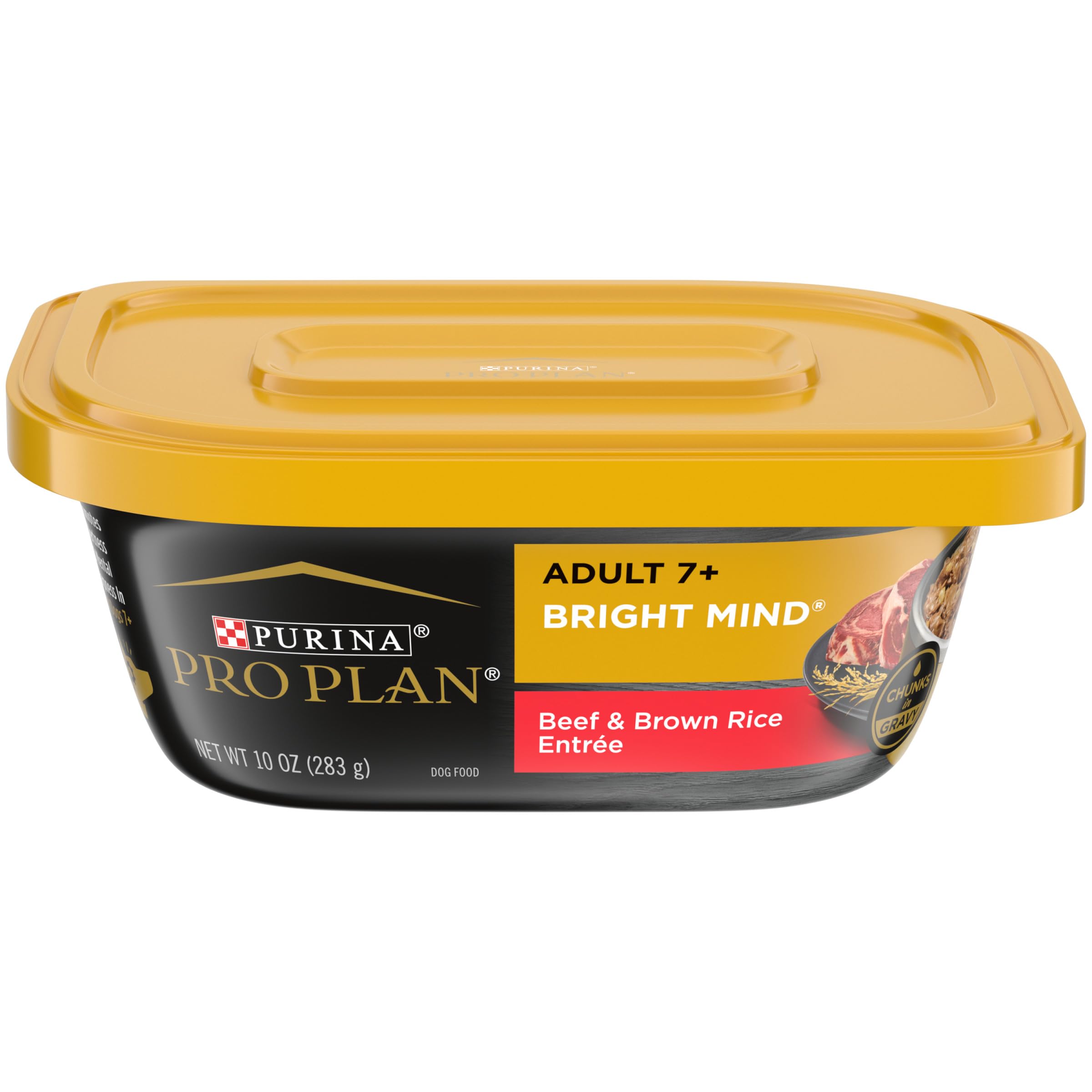 Purina Pro Plan Senior Wet Dog Food, BRIGHT MIND 7+ Beef and Brown Rice Entree - 10 Ounce (Pack of 8)
