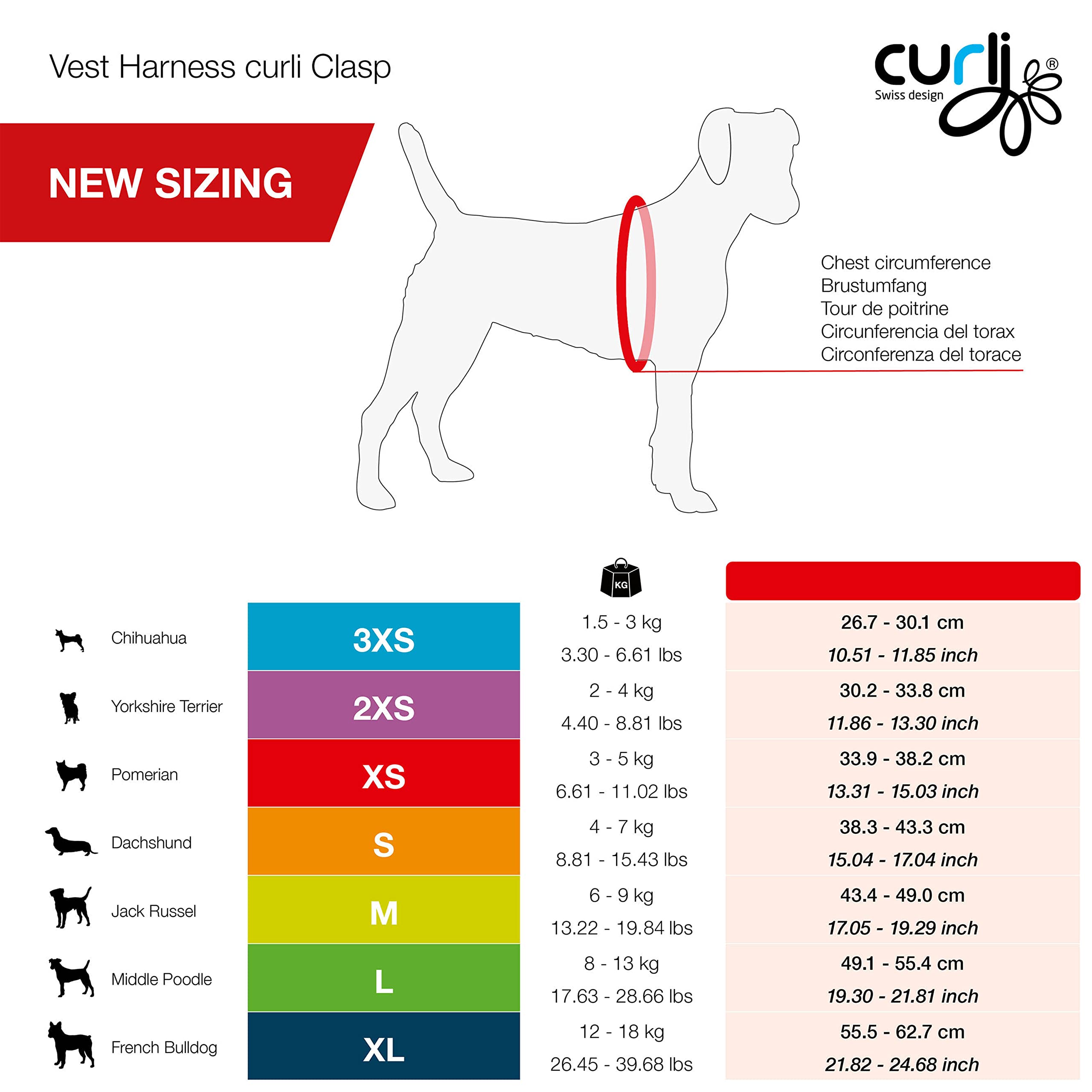 Vest Harness curli Clasp Air-Mesh Black 3XS