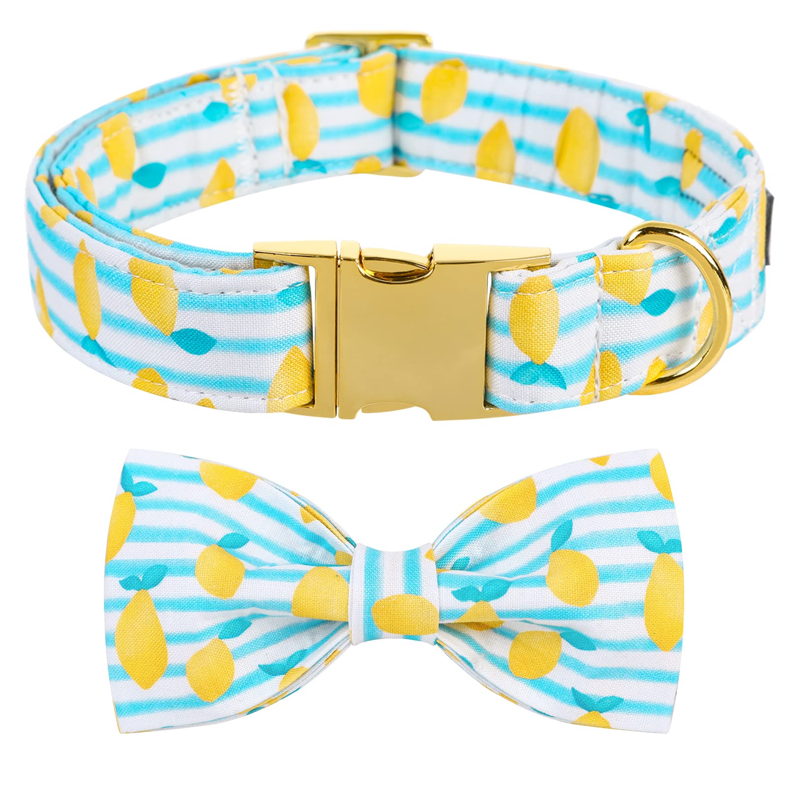 Maca Bates Summer Lemon Dog Collar With Bow Bowtie For Dogs Adjustable Breakaway Bows Tie Collars Accessories Birthday Gift For 