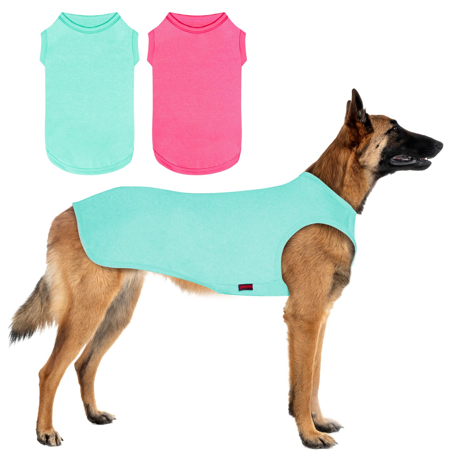 Kickred 2 Pack Dog Shirts, Quick Dry Breathable Dog Clothes Pet Sleeveless Vest, Lightweight Stretchy Tank Top T-Shirts For Dogs