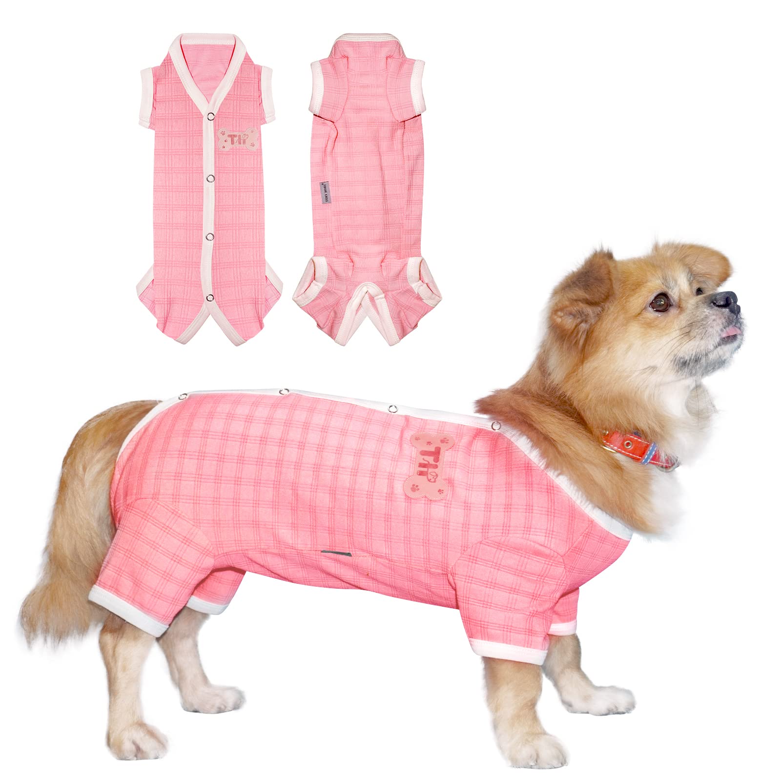 Tony Hoby Dog Pajamas, Dog Shirt Jumpsuit For Small Medium (Pink, Girl, L)