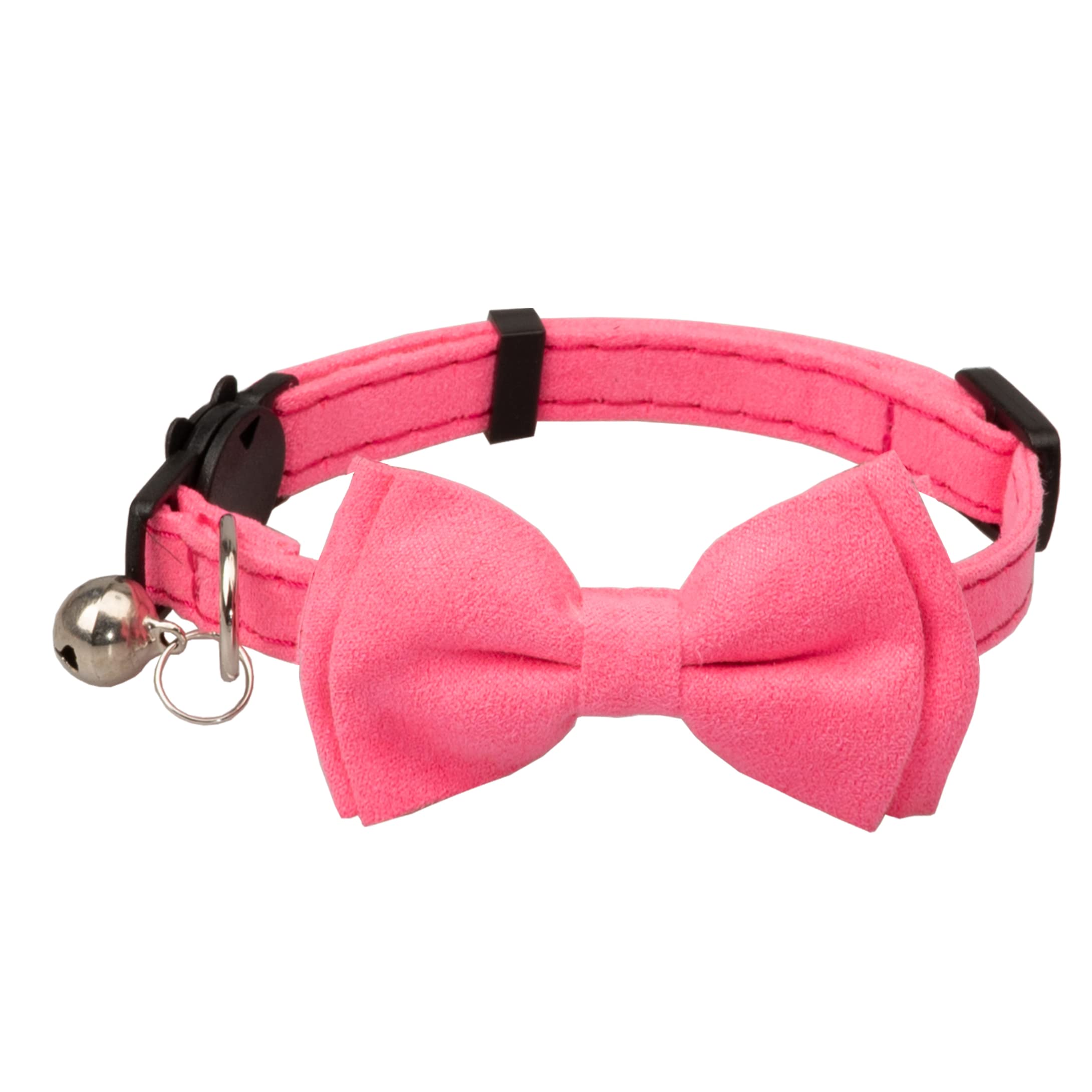 Gyapet Cat Collar With Bell Breakaway Kitten Small Puppy Safety Bow Tie Solid Wedding Basic Color [1Pc] Rose Red