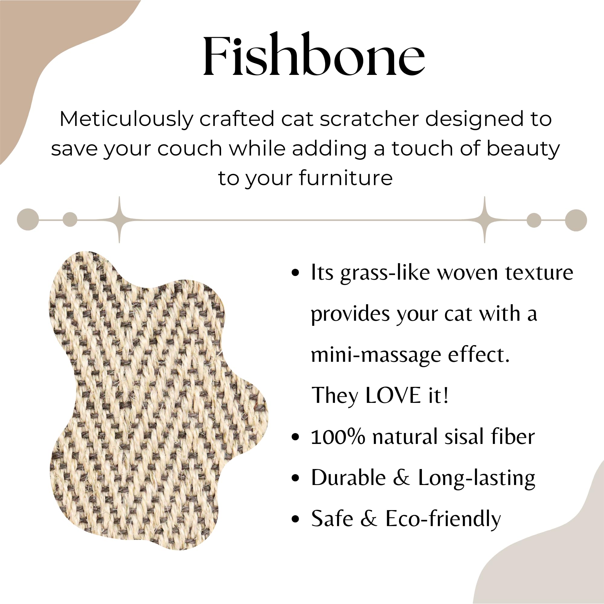 Furrther Boho Sisal Cat Scratcher Mat With Adhesive Strips (Scratch Protector For Carpet, Sofa, Wall, Corner Furniture), Durable