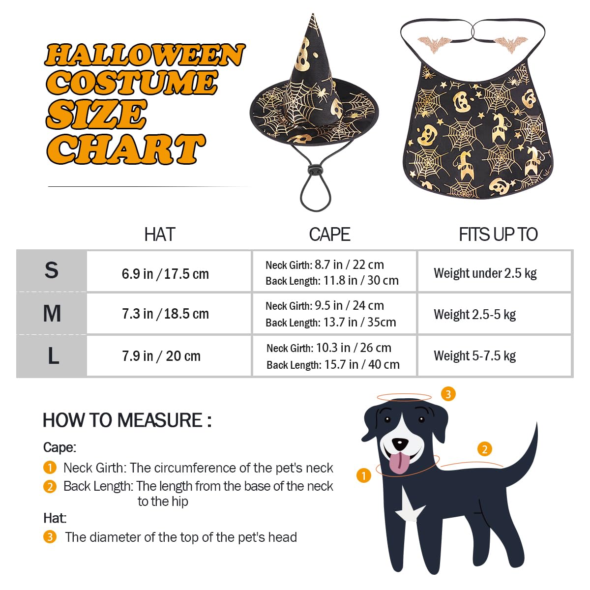 Pet Halloween Costumes Cape With Wizard Hat Dog Cat Halloween Apparels (Size S)