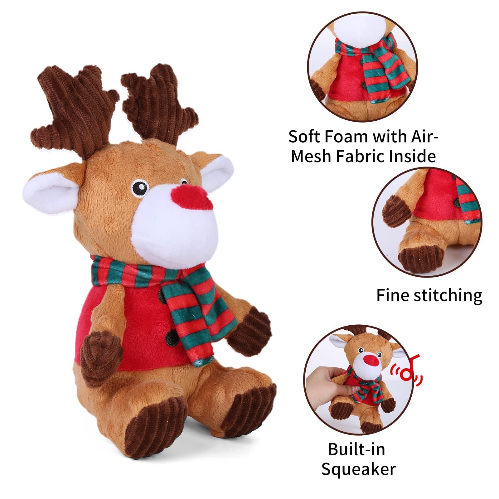 Blnboimrun Dog Toys Stuffed Dog Plush Toys Milu Deer Dog Squeaky Toys With Crinkle Paper Chew Toys For Large And Medium Dogs Puppy