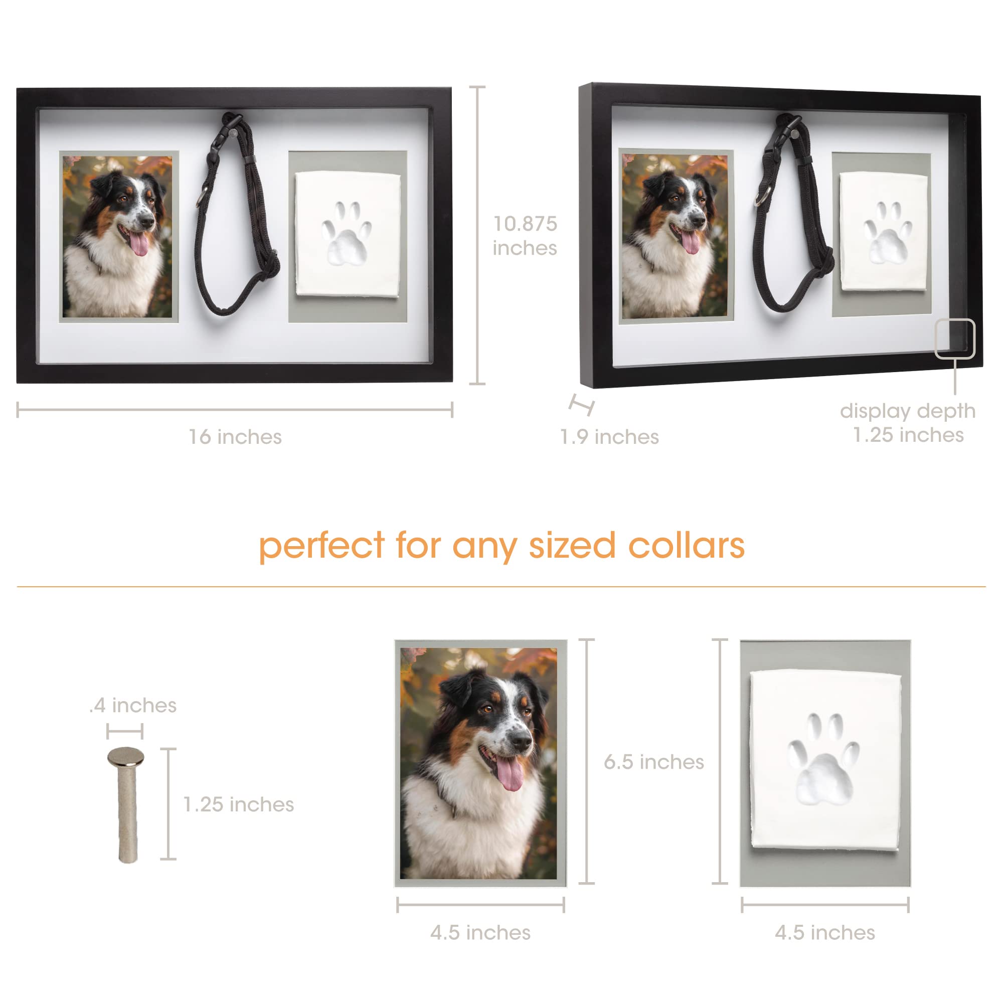 Pearhead Pawprints Collar Frame, Pet Keepsake Photo Frame, Clay Pawprint And Collar Frame, Pet Memorial Picture Frame
