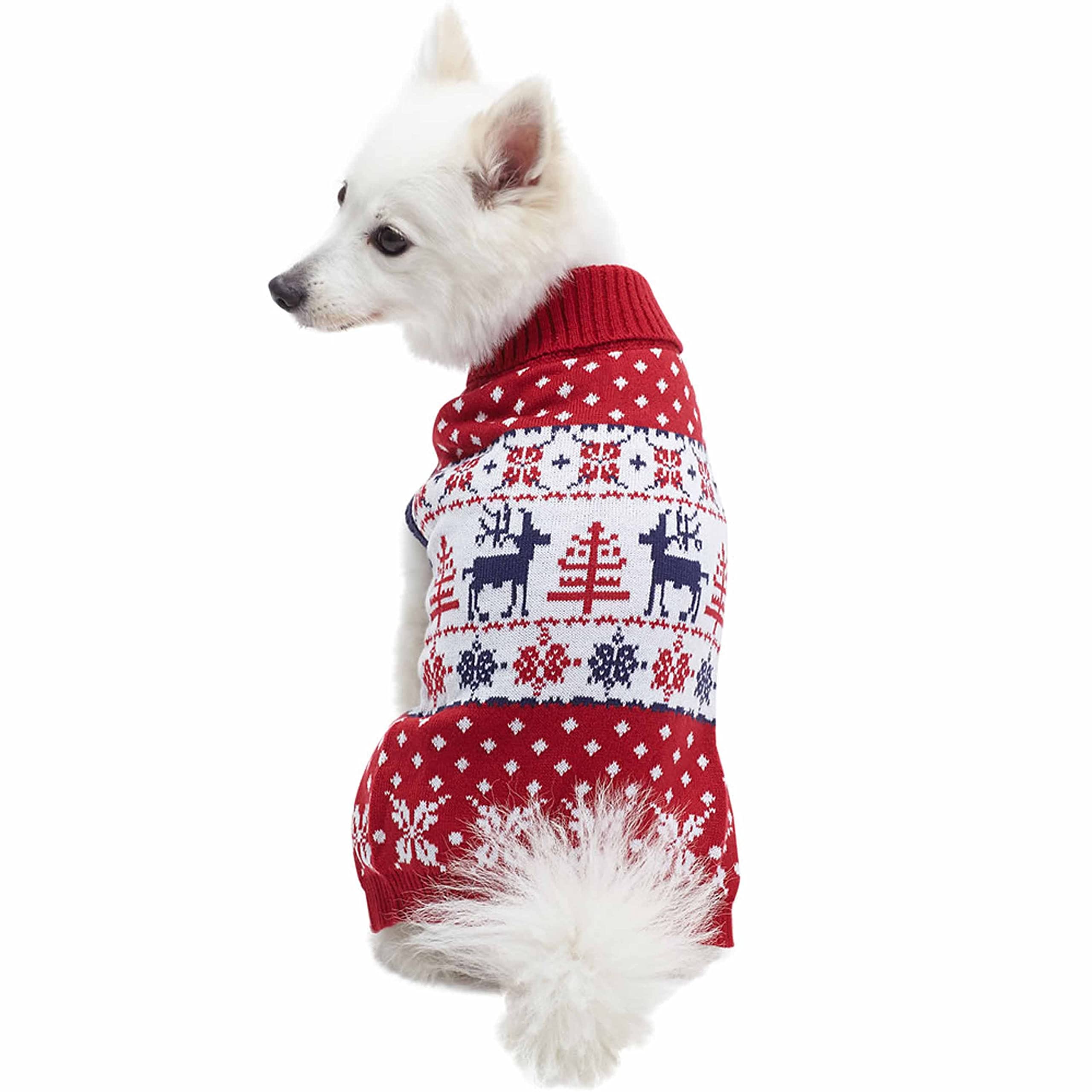 Blueberry Pet Christmas Snowflakes Holiday Festive Pullover Dog Sweater, Back Length 22', Pack Of 1 Clothes For Dogs