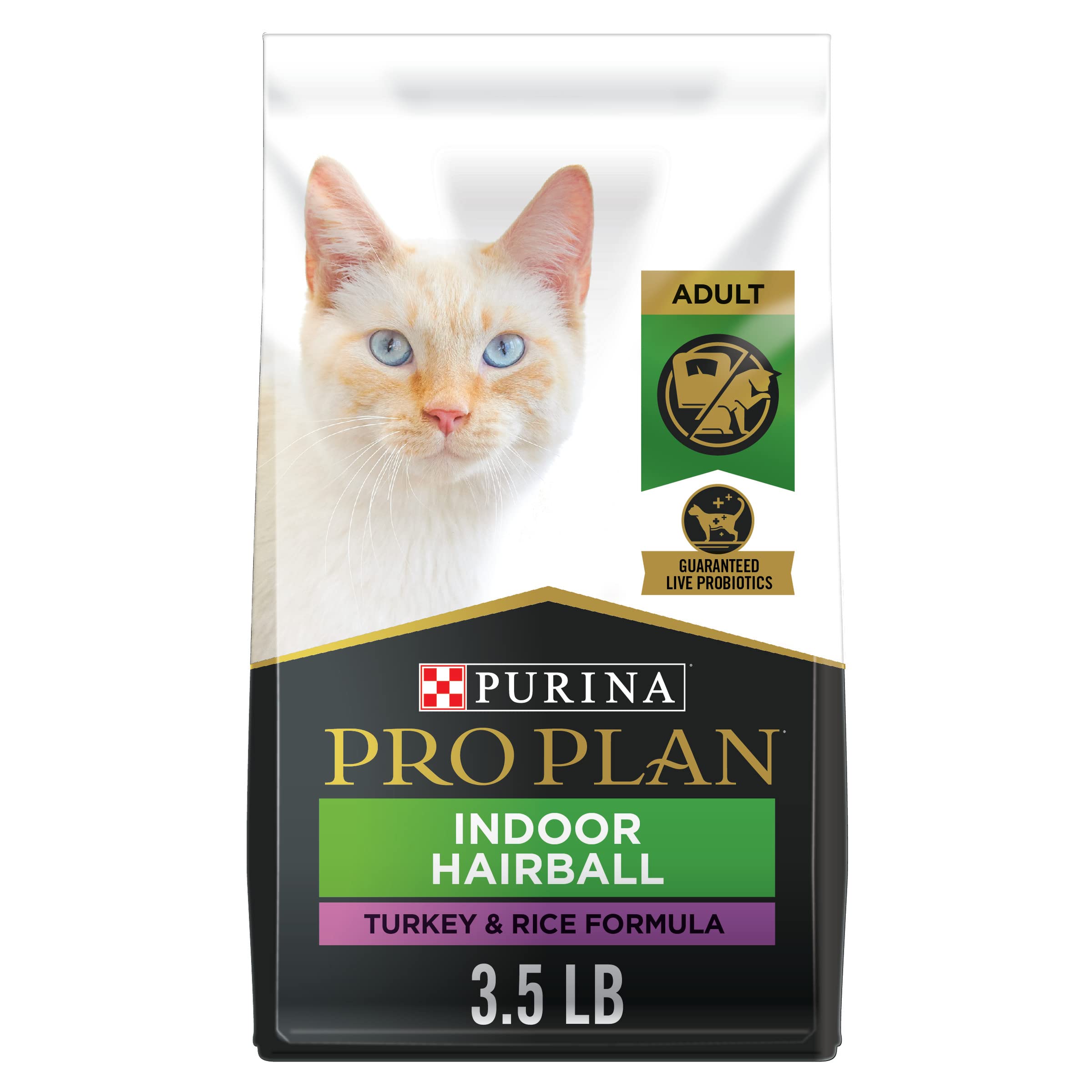 Purina Pro Plan Hairball Management, Indoor Cat Food, Turkey and Rice Formula - 3.5 lb. Bag