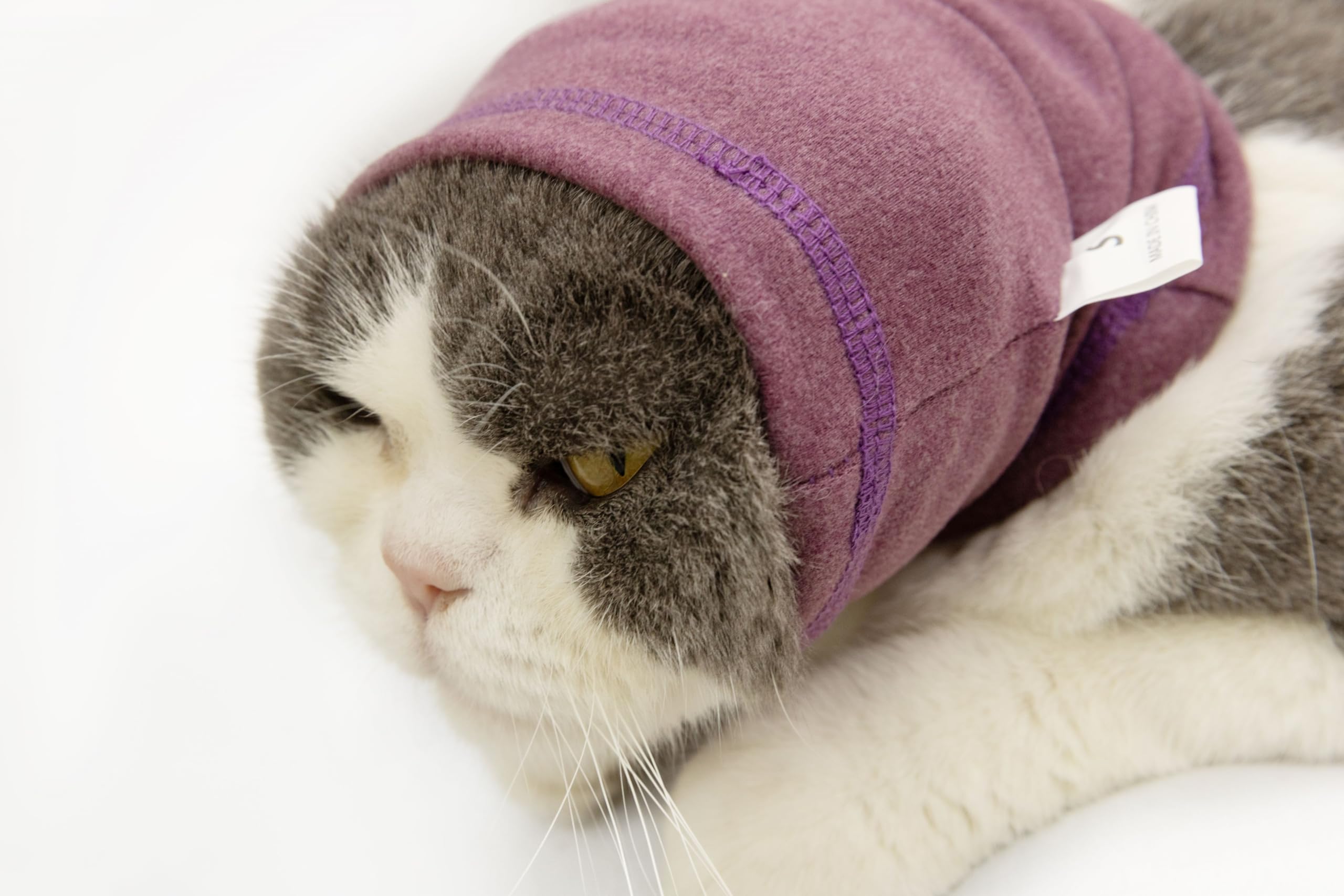 DDFS Cat Snood Cover Noise Cancelling Ear Wrap Neck Cat Head Cover Ear Wrap for Baths Pail Lilac S