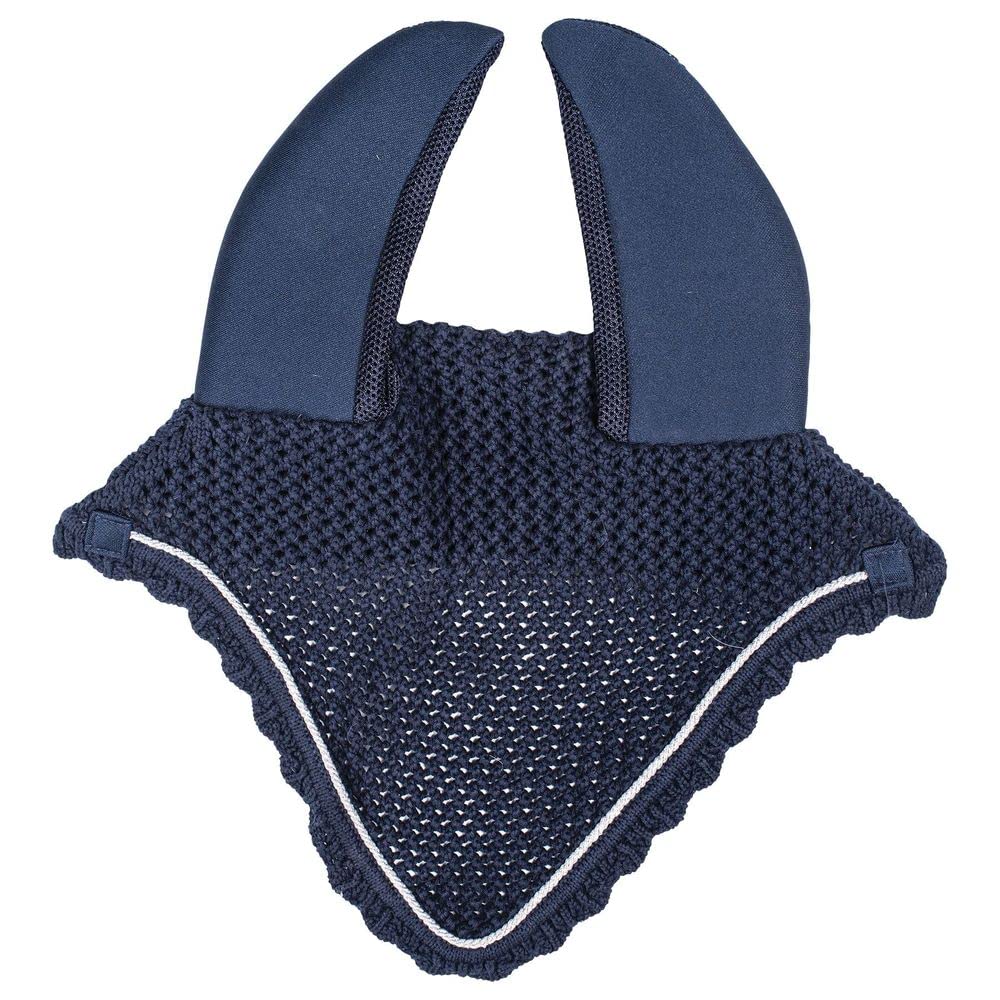 Dura-Tech Quiet & Cool Ear Bonnet | Color Navy | Enhanced Horse Focus | Durable Mesh and Neoprene Construction | Elegant Crochet