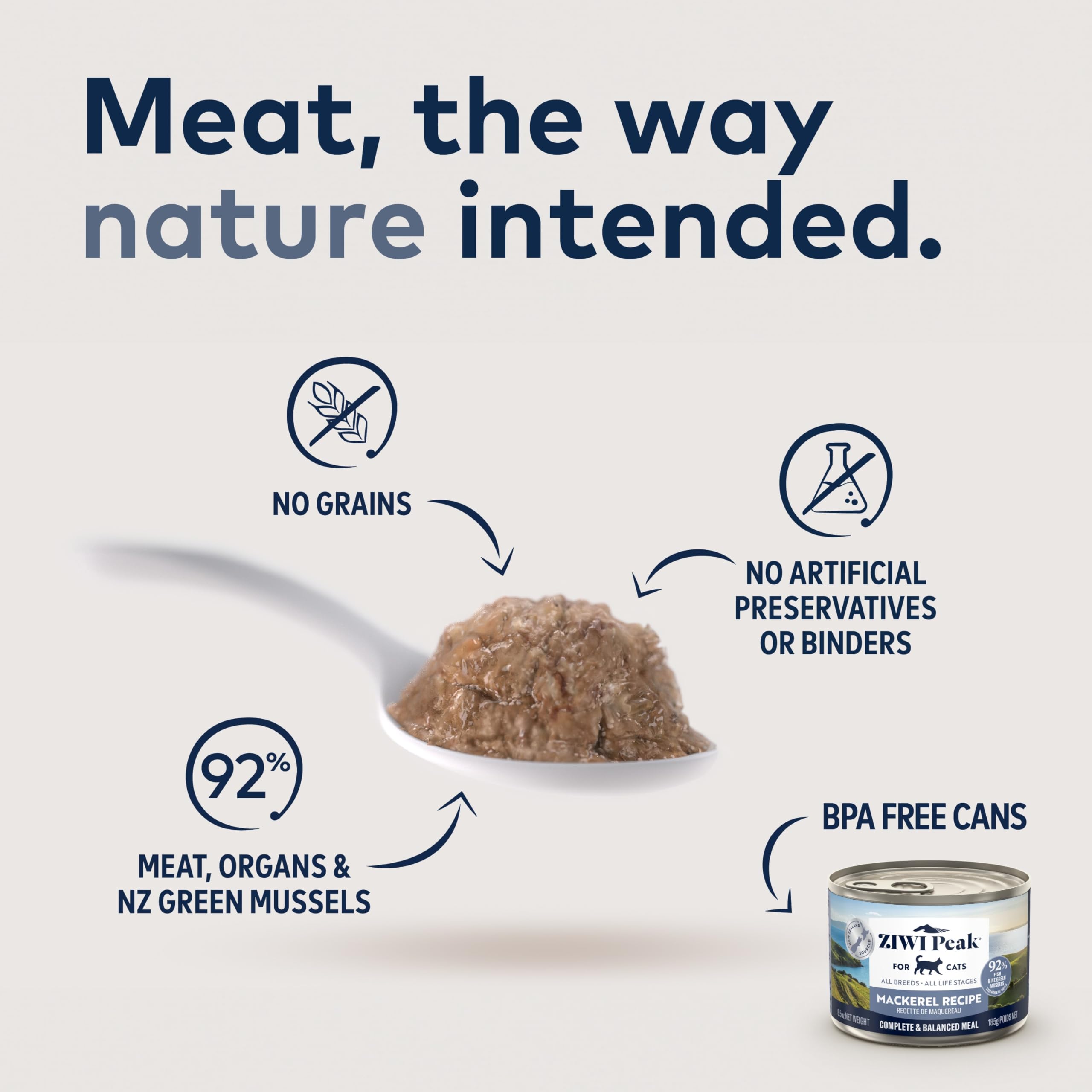 ZIWI Peak Canned Wet Cat Food - All Natural, High Protein, Grain Free, Limited Ingredient, with Superfoods (Mackerel, Case of 6,