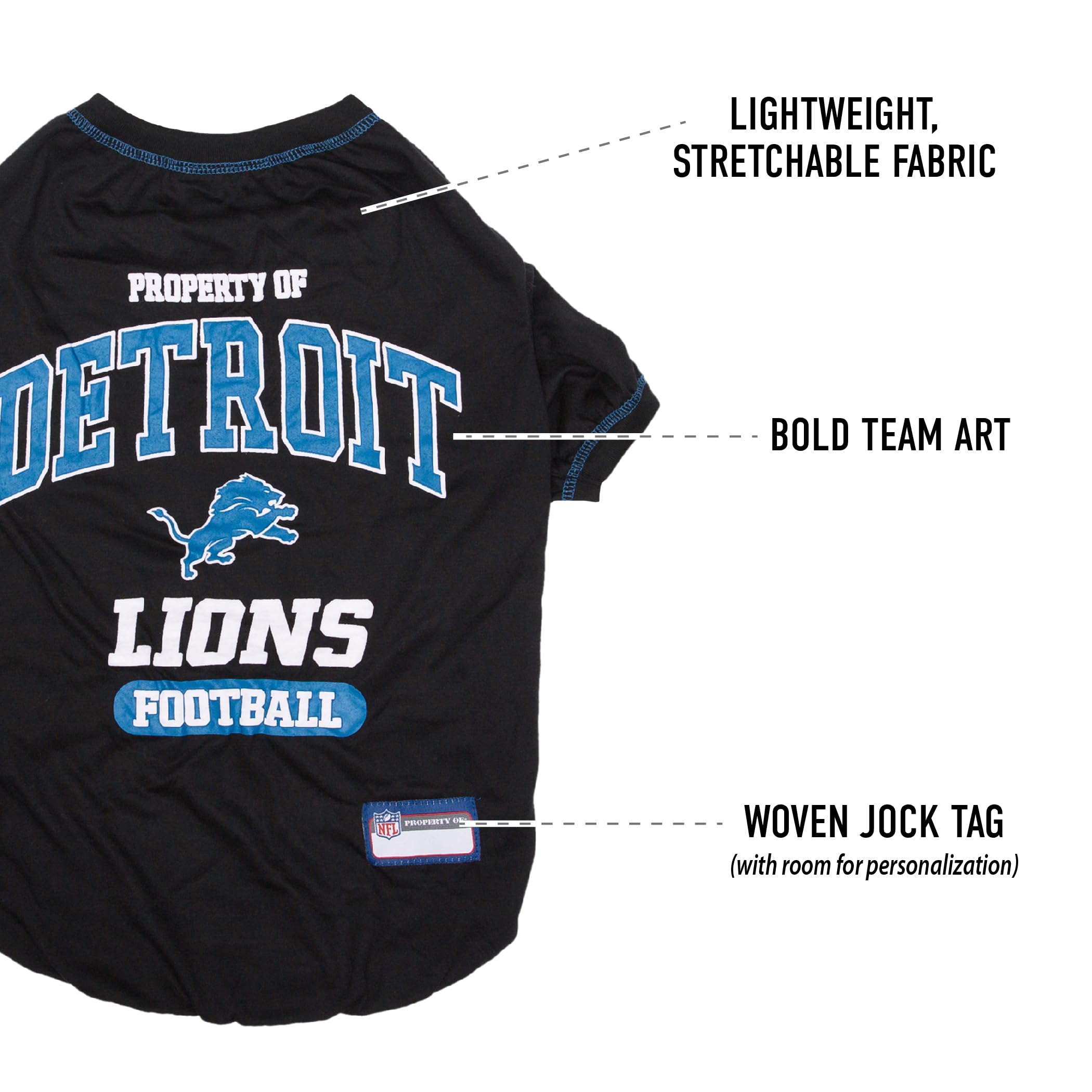 Pets First NFL Detroit Lions Dog T-Shirt, Small, Poly-Cotton, Officially Licensed Apparel for Pets