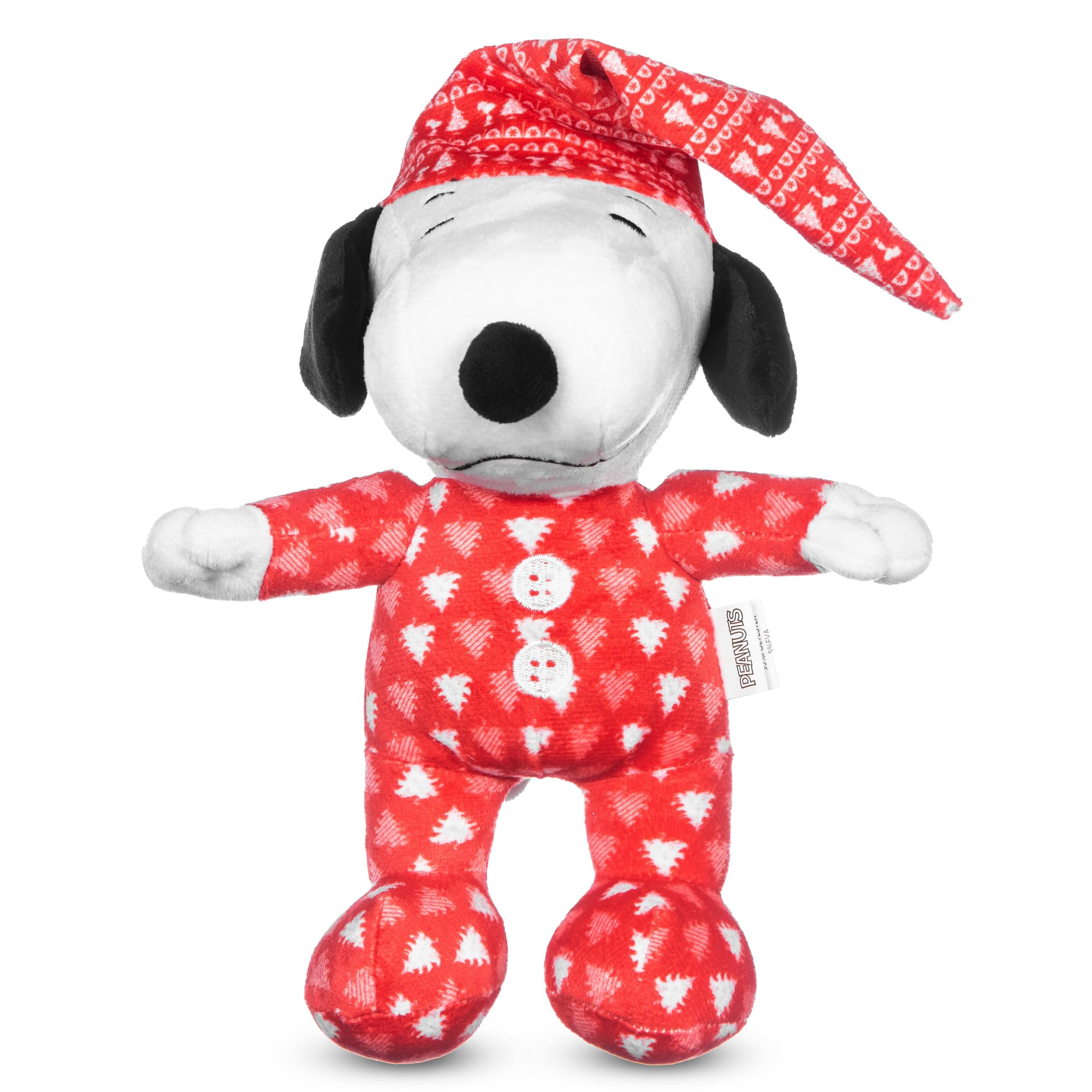PEANUTS for Pets Holiday Snoopy Slumber Party Squeaky Dog Toy | Medium Snoopy Christmas Snoopy Dog Toy | Snoopy Stuffed Animal O
