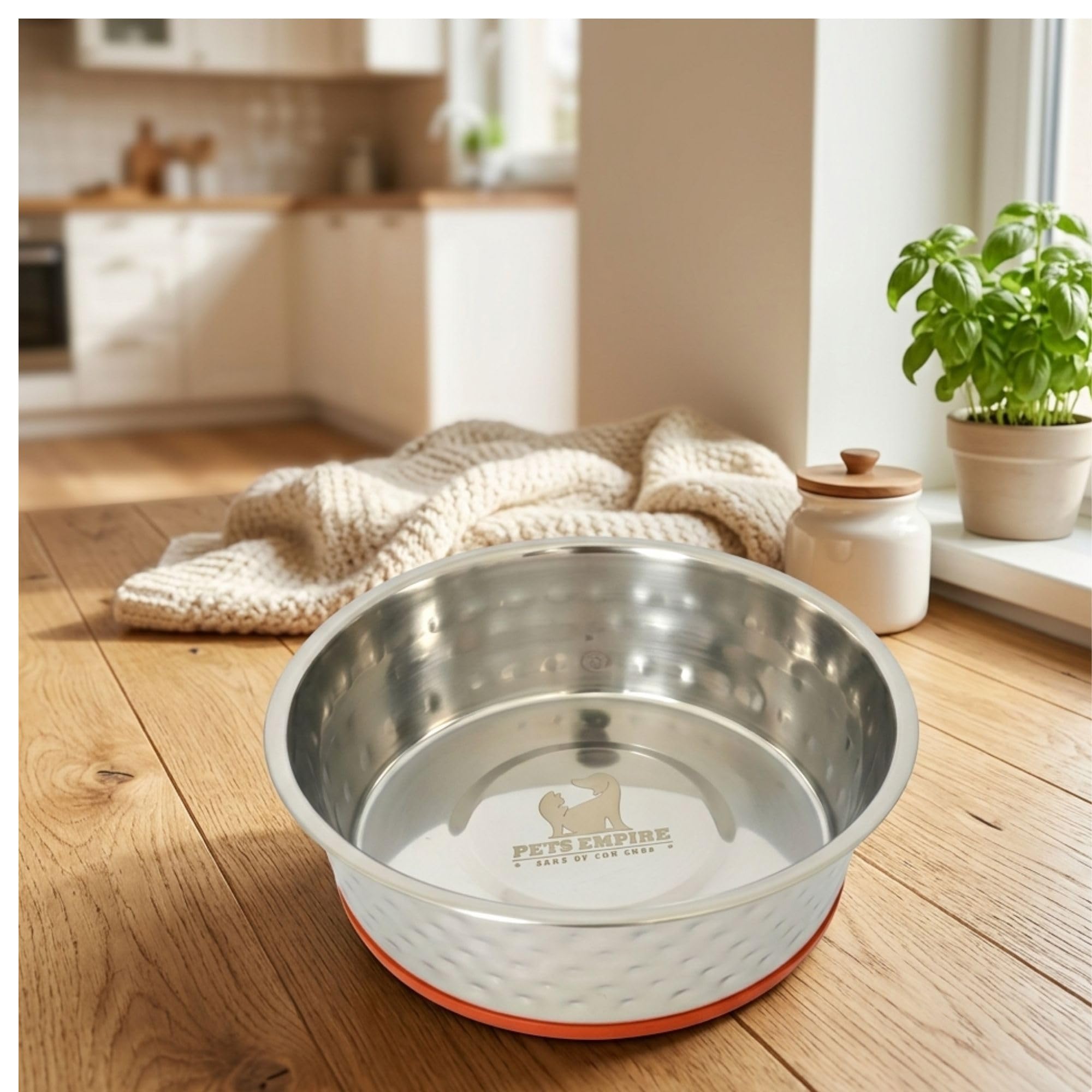 Pets Empire Dog Bowl With Silicone Base Steel Bowl, 250 Ml