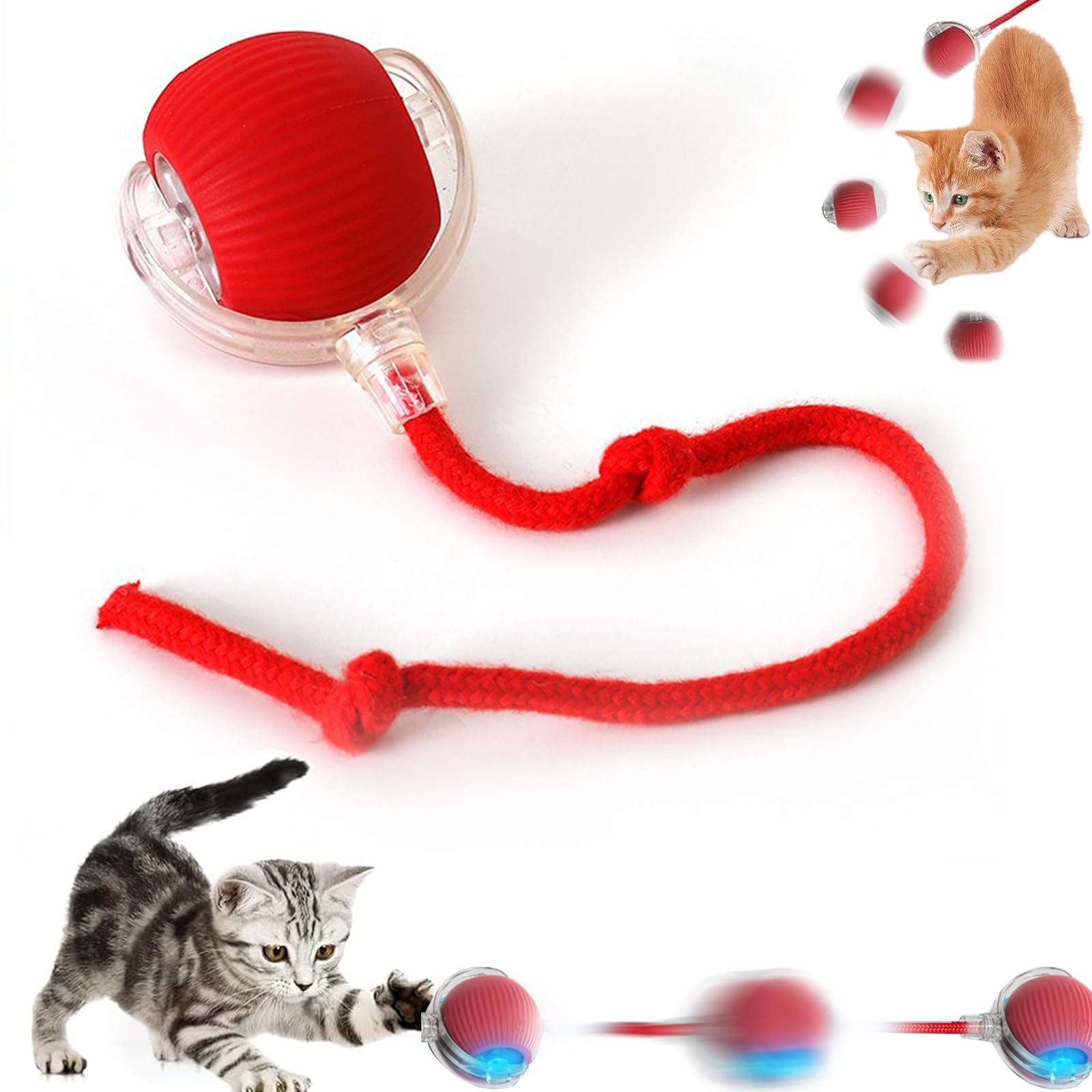 Lvtejpi 360 Interactive Dog Cat Toys Balls (Red, One Size)