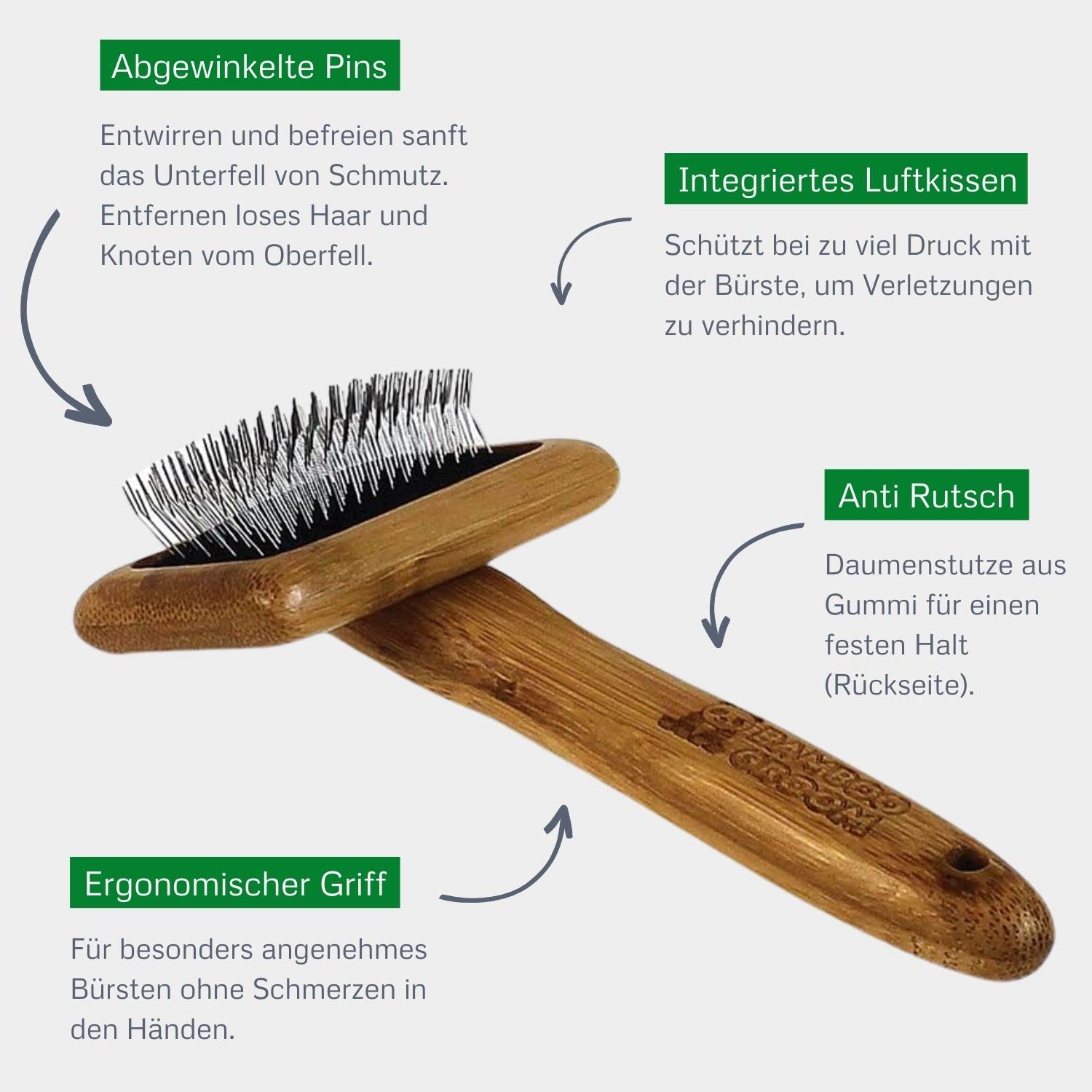 Alcott Bamboo Groom Slicker Brush With Stainless Steel Pins For Pets, Small,Black