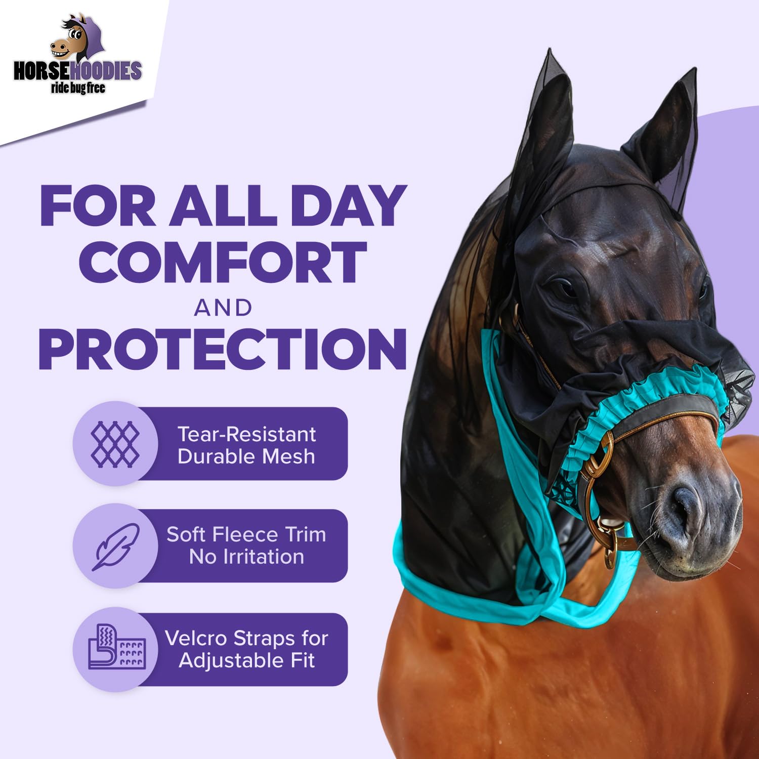 Full Horse Fly Mask with Ears - Orange Full Hoodie Warmblood Nose-to-Wither Fly Masks for Horses with Ears Horse Mask with Ear P