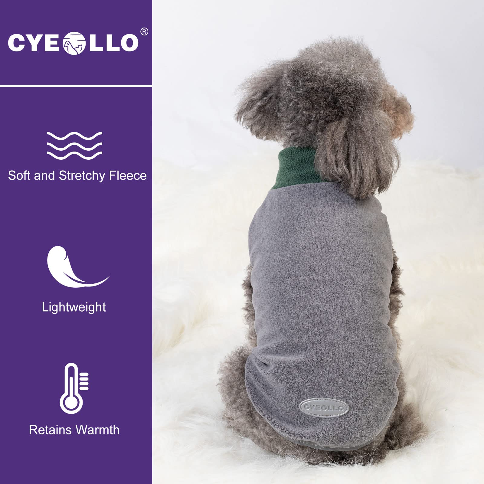 Cyeollo 2 Pack Dog Sweaters Stretchy Fleece Sweatshirt With Reflective Stripe Pullover Stretchable Dog Sweater Dog Clothes For Small Puppy Dogs Cats Size S Green & Grey