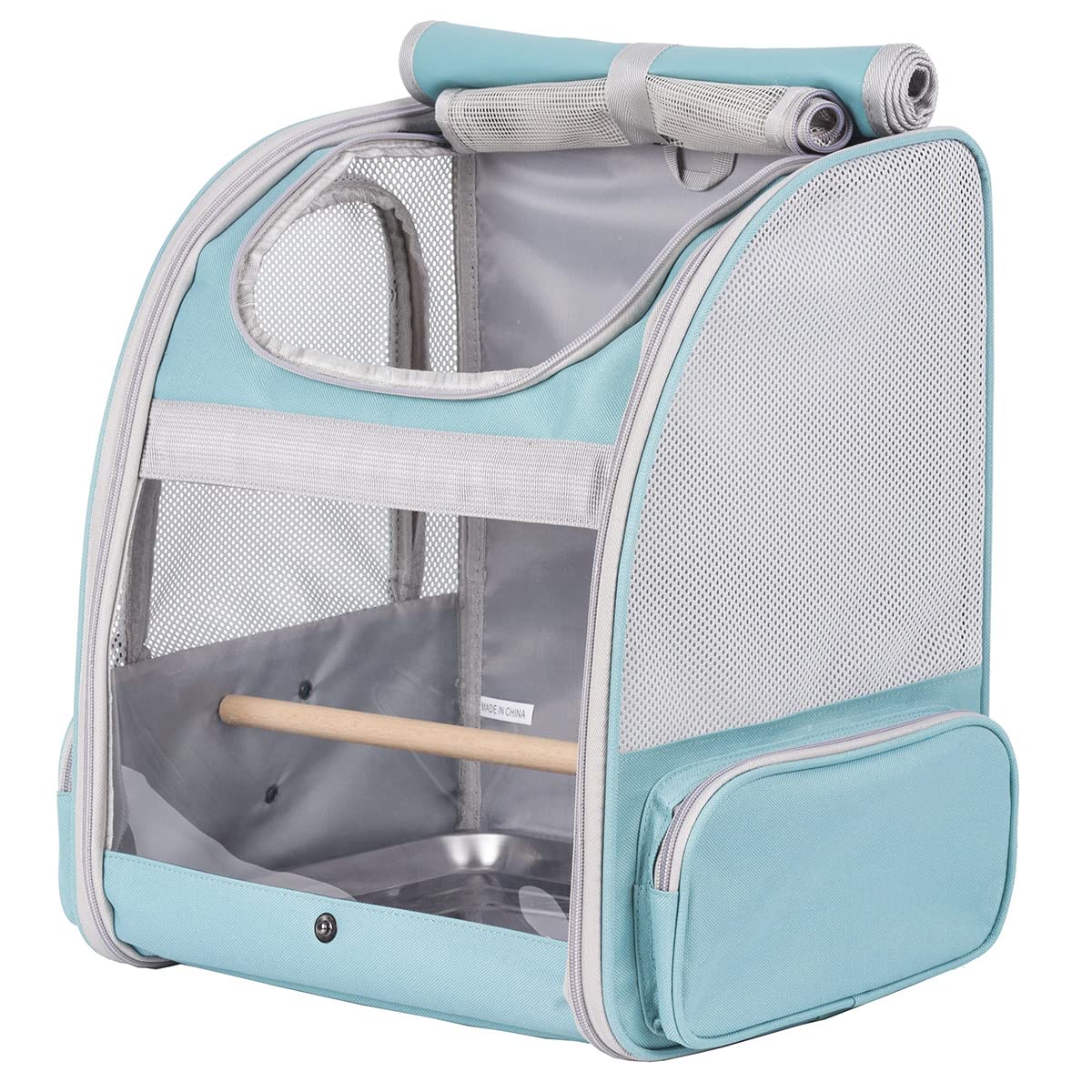 ORIZZP Bird Backpack Carrier - Airline Approved Hiking Backpack, Green, Model CA BP, Durable Polyester with Stand Perch