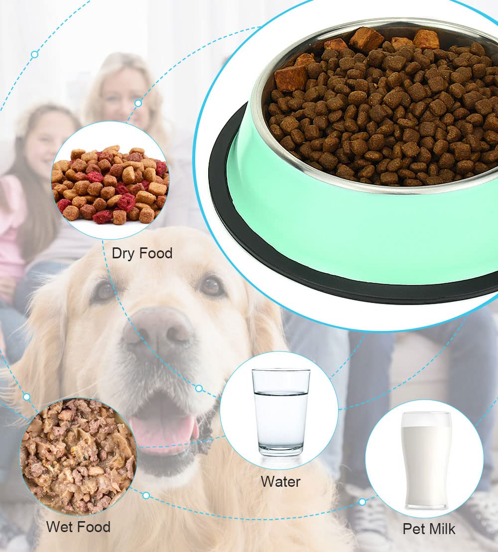 Podinor Stainless Steel Dog Bowls, Food and Water Non Slip Anti Skid Stackable Pet Puppy Dishes for Small, Medium and Large Dogs