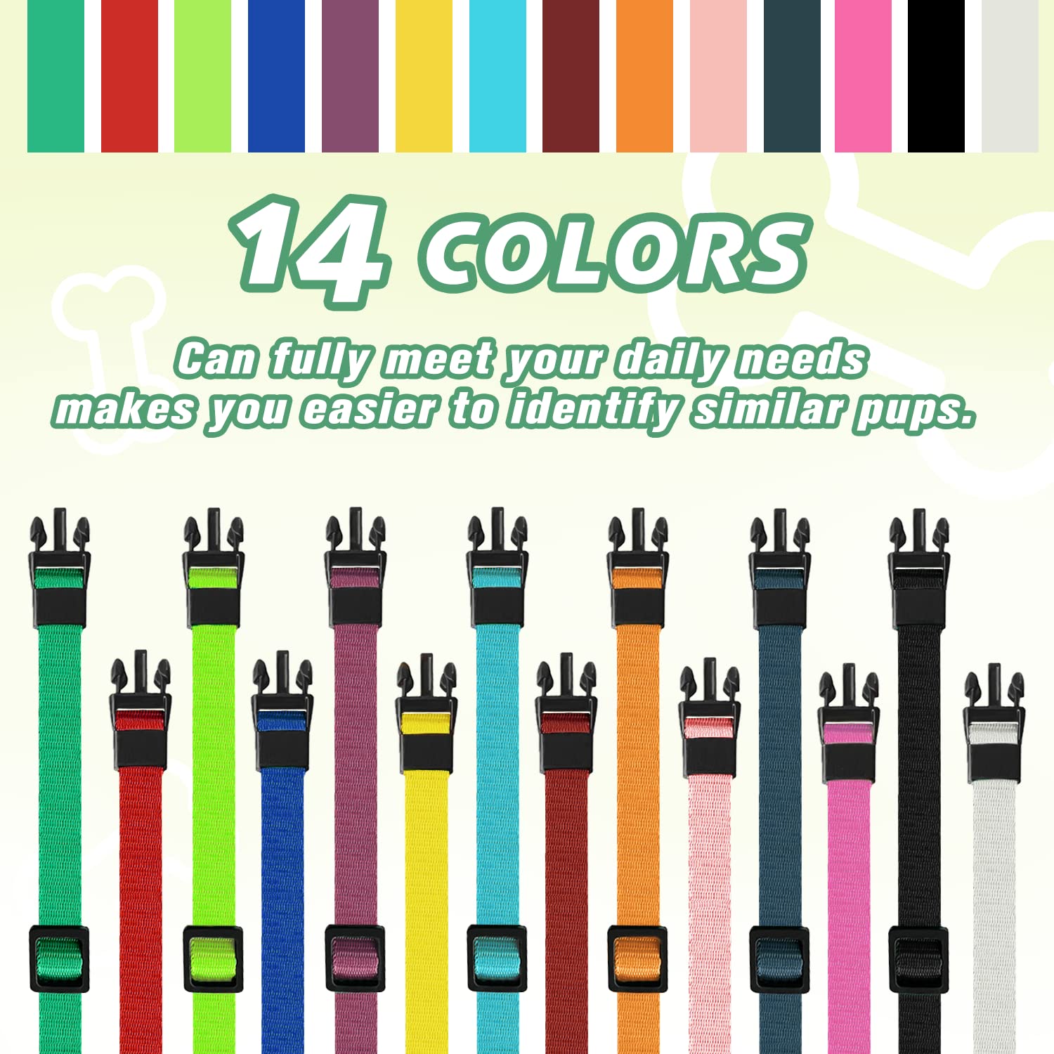 14 Pack Puppy Collars For Litter,Adjustable Puppy Id Collars Breakaway Safety Whelping Collars For Small Puppies,Soft Nylon Identification Collar Pet Supplies For Newborn Litter Puppy Pets