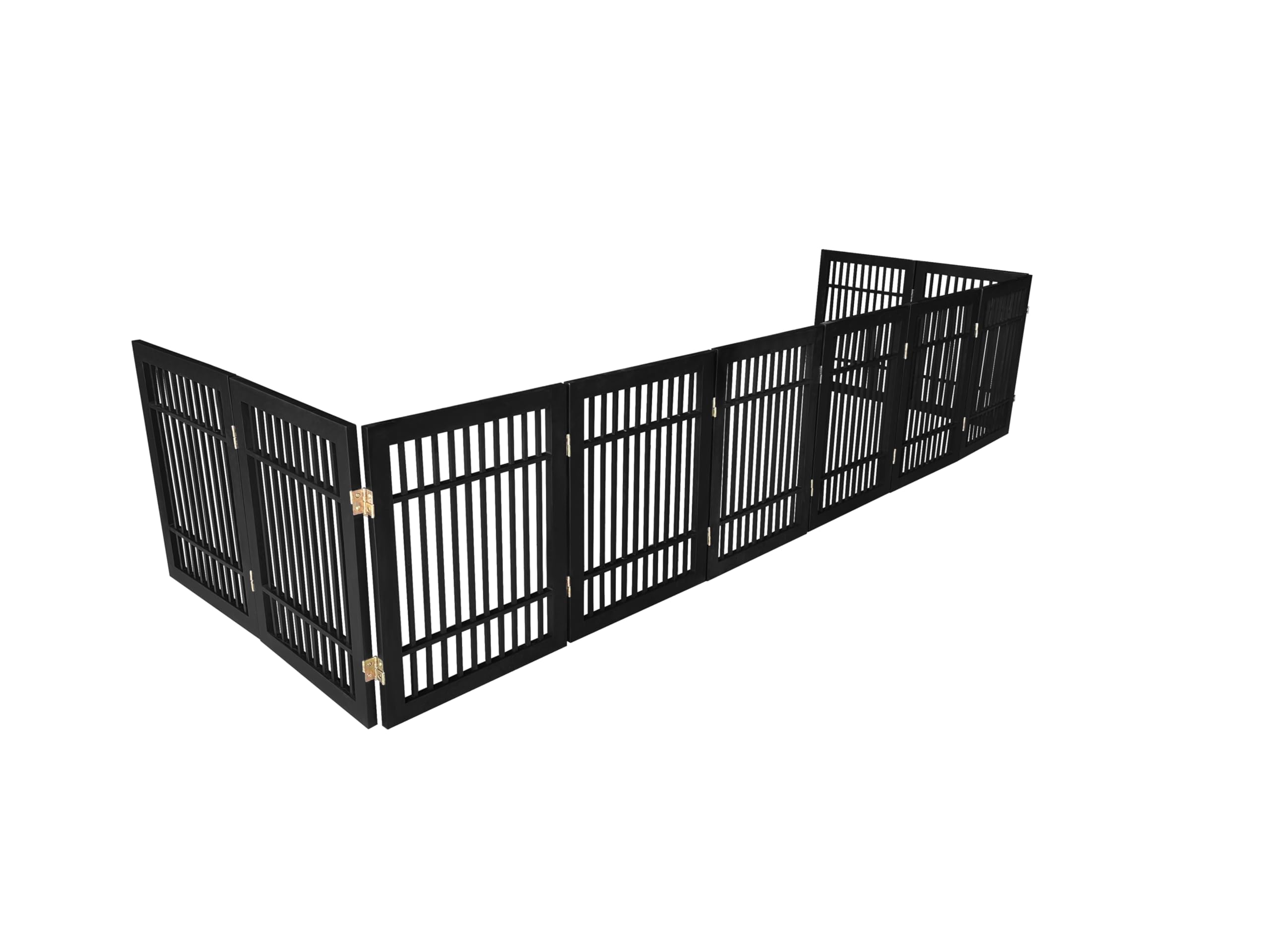 Pet Dog Gate Strong and Durable Freestanding Folding Acacia Hardwood Portable Wooden Fence Indoors or Outdoors by Urnporium (Bla