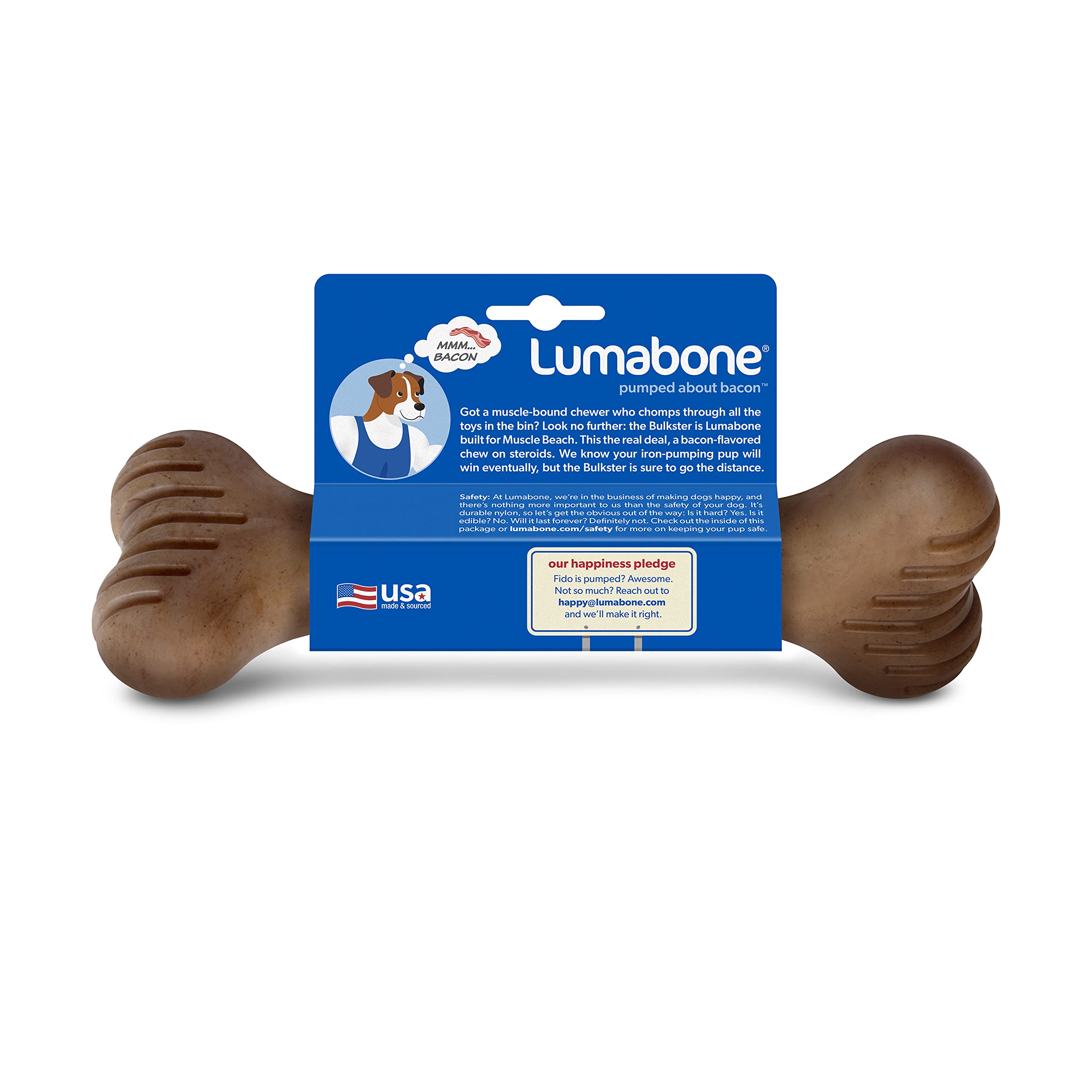 Lumabone Bulkster Durable Chew Toy for Aggressive Chewers - Real Bacon Flavor, Giant Size, Made in USA, Nylon Material