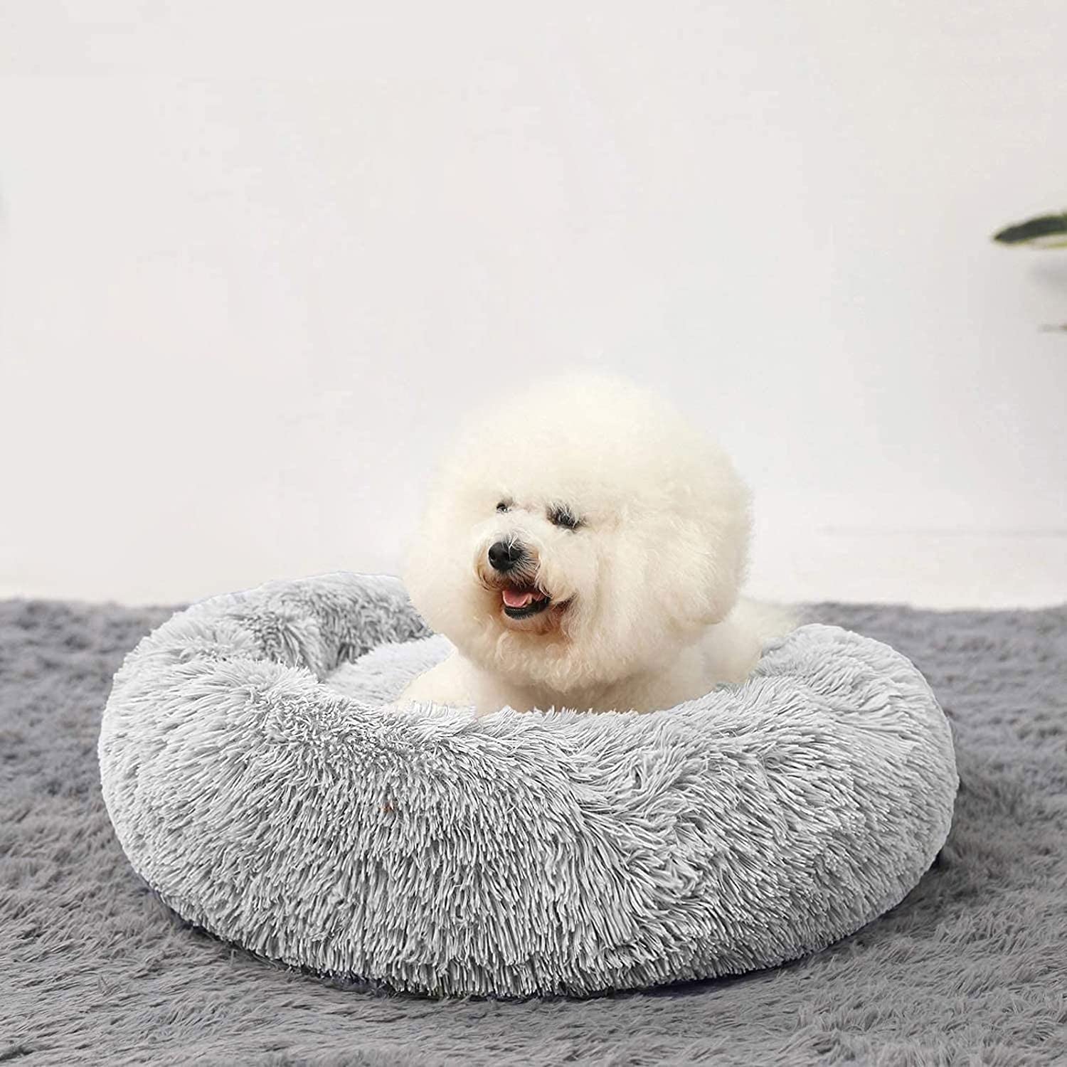 Hachikitty Calming Donut Cuddler Dog Beds, Medium Dogs, Fluffy, 24