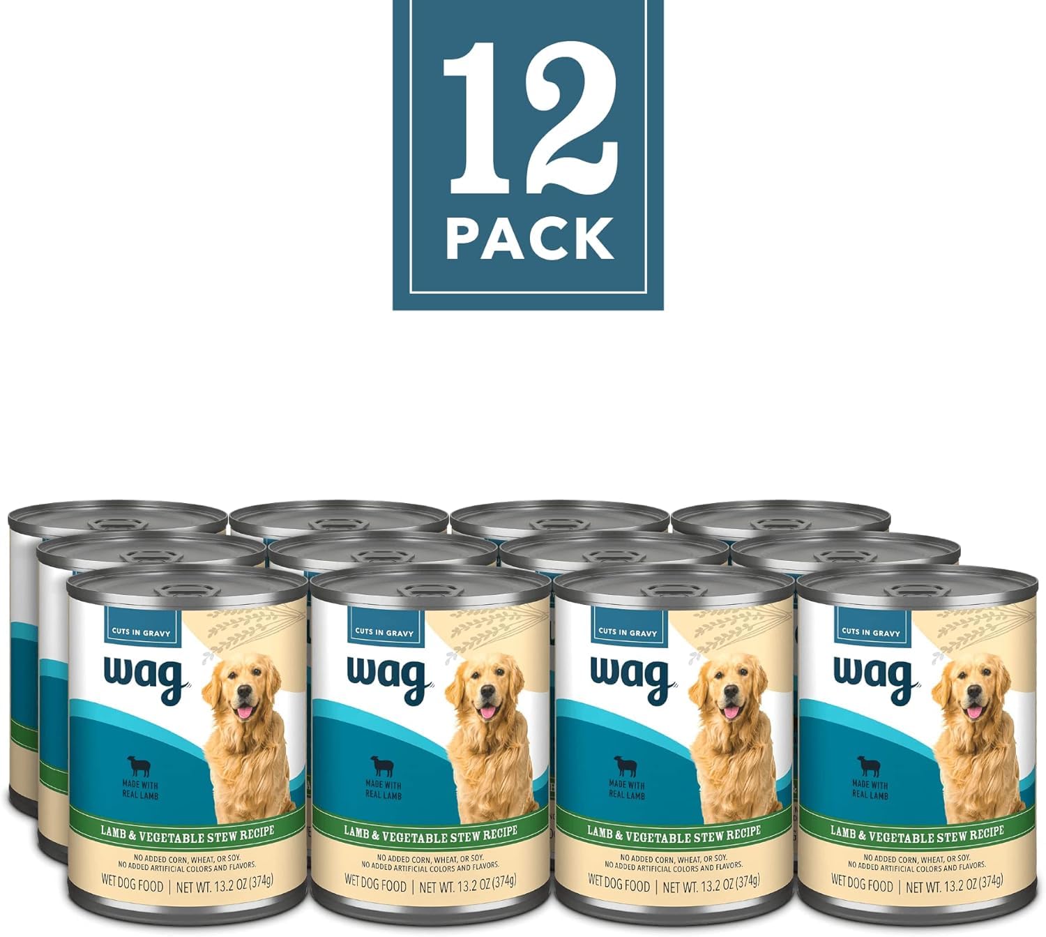 WAG Stew Canned Dog Food, Lamb & Vegetable Recipe, 13.2 oz Can (Pack of 12)