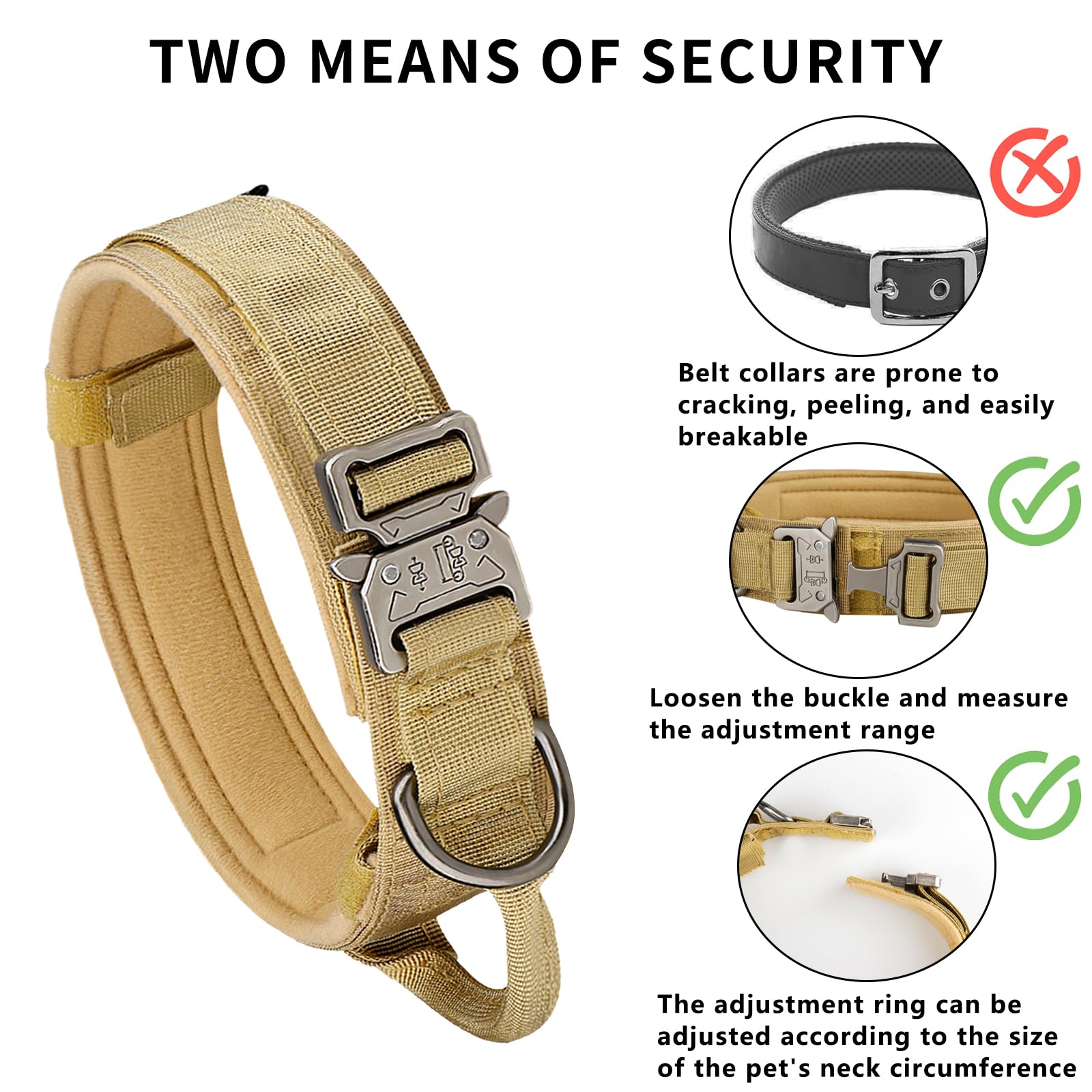 Tactical Dog Collar, Adjustable Nylon Dog Collar With Control Handle,Tactical Collar With Metal Buckle For Medium And Large Dogs