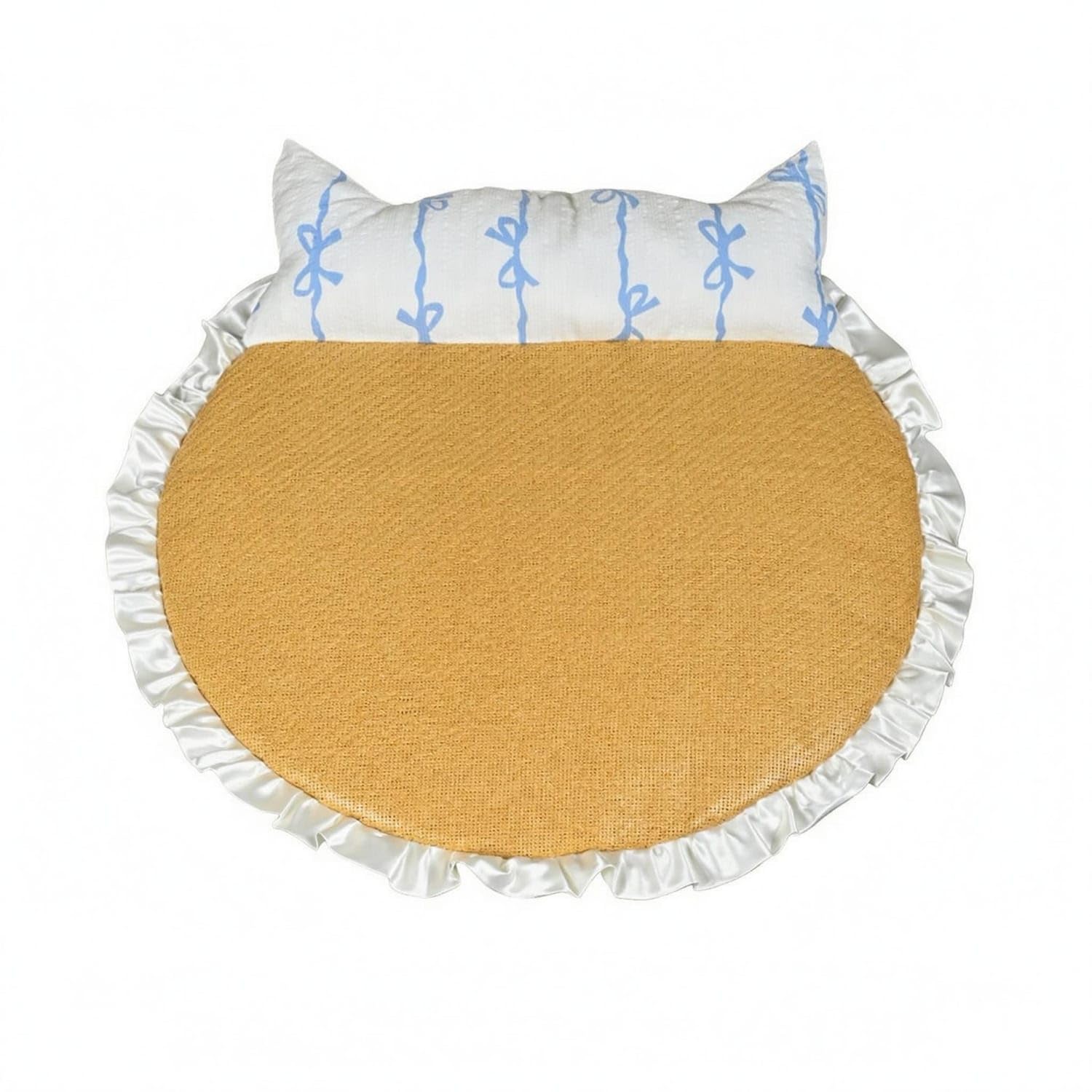 STYLEHEAVEN Stuffed Pillow Cooling Feline Bed LowProfile Round Woven Feline Bed, M 50Cm, Blue Cat Pet Supplies | Small Animal S