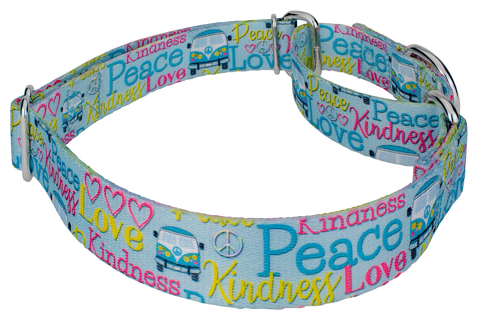 Country Brook Petz - Love and Peace Martingale Dog Collar - Groovy Collection Featuring Far Out Designs (1/2 Inch, Extra Small)