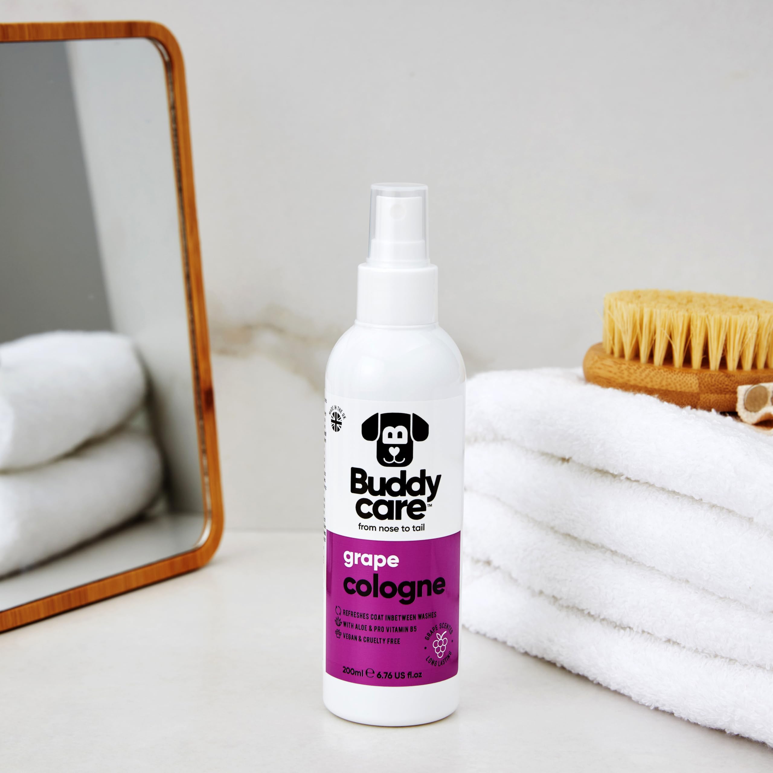 Buddycare Dog Cologne - Refreshing Grape Scent - 200ml (6.76 Fl Oz) - Ideal for Refreshing Between Washes