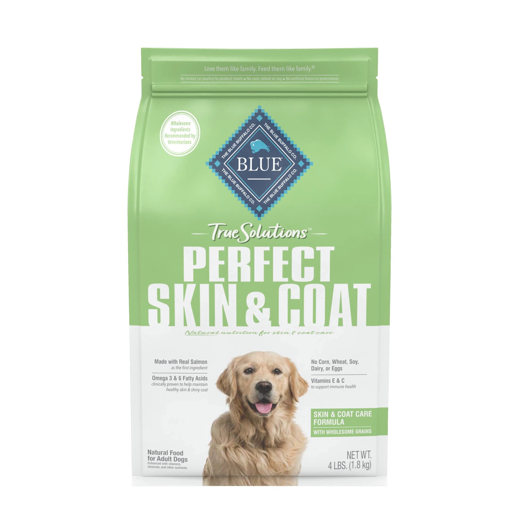 Blue Buffalo True Solutions Perfect Skin & Coat Natural Adult Dry Dog Food, Salmon 4-lb