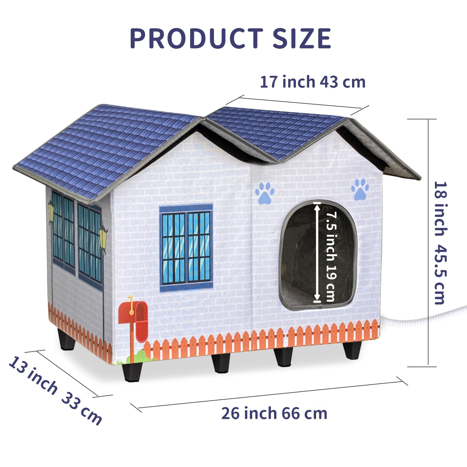 Heated Cat Houses For Indoor/Outdoor Cats With Large Elevated Heated Cat Bed Providing Safe Feral Cats, Easy To Assemble