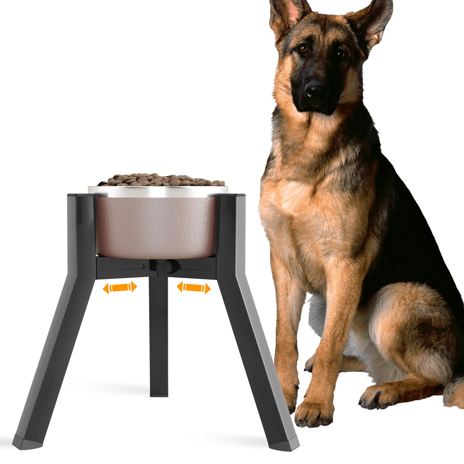 SHAINFUN Raised Dog Bowl Stand for Large Dogs 11 Height Adjustable Width 7-10.6 Single Tall Elevated Dog Bowls Stand, Food & Wat