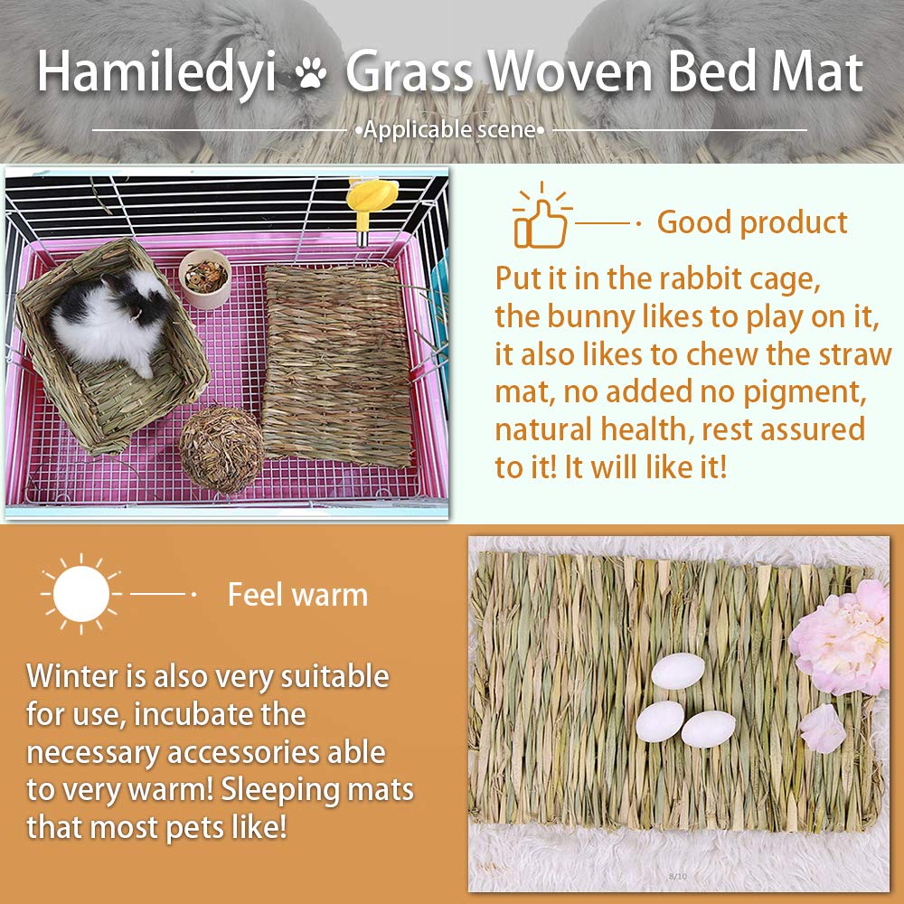 Grass Mat Woven Bed Mat For Small Animal 5 Grass Mats Bunny Bedding Nest Chew Toy Bed Play Toy For Guinea Pig Parrot Rabbit Bunn