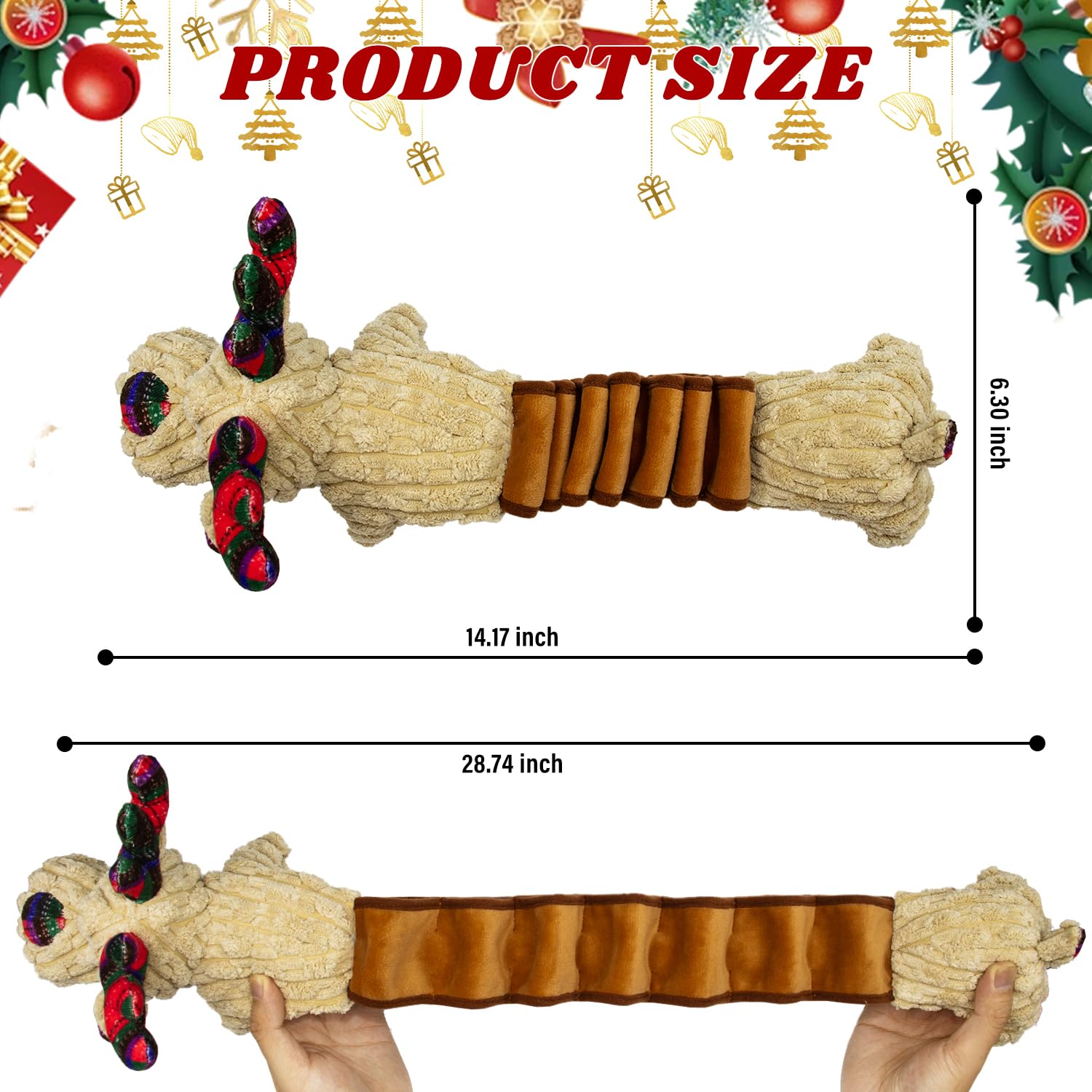Cneeeeeb Dog Toys Deer Squeaky Interactive Puppy Teething Chew Toy With Crinkle Sound Paper Tail Stuffed Pp Cotton,Keep Them Bus