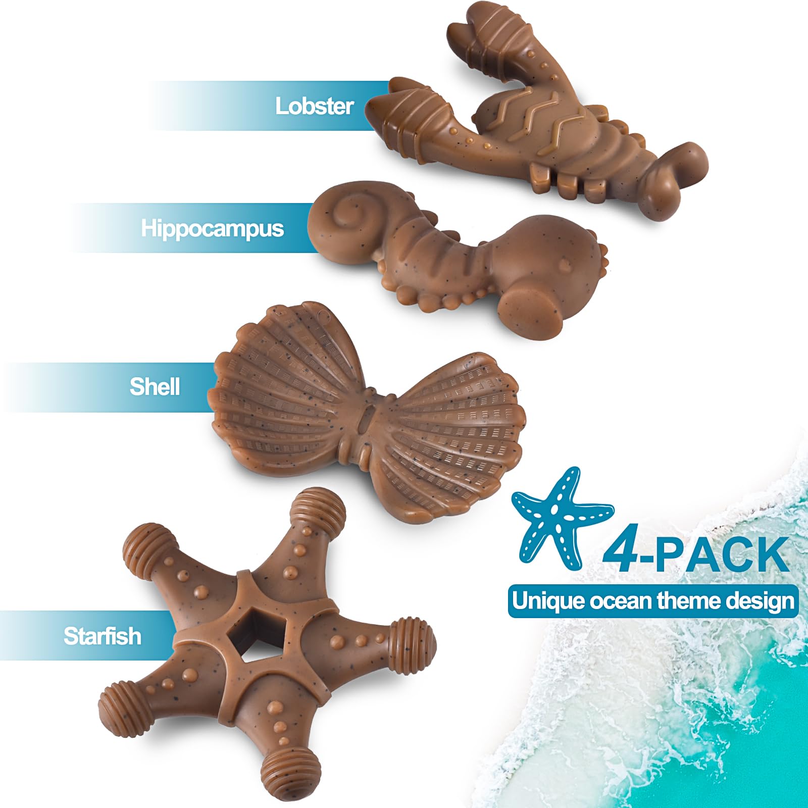 NEZIN Dog Chew Toys for Aggressive Chewers, 4 Pack Indestructible Dog Toys with Tough Nylon, Chew Toy Gift for Dogs of All Breed